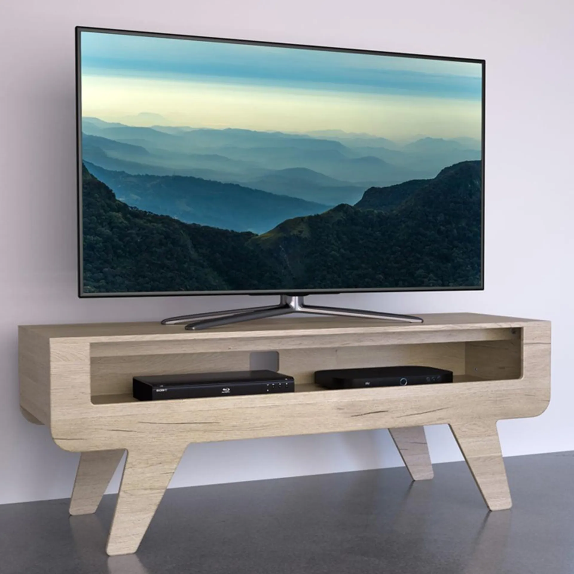 AVF Horton Whitewashed Oak Tapered Leg TV Unit