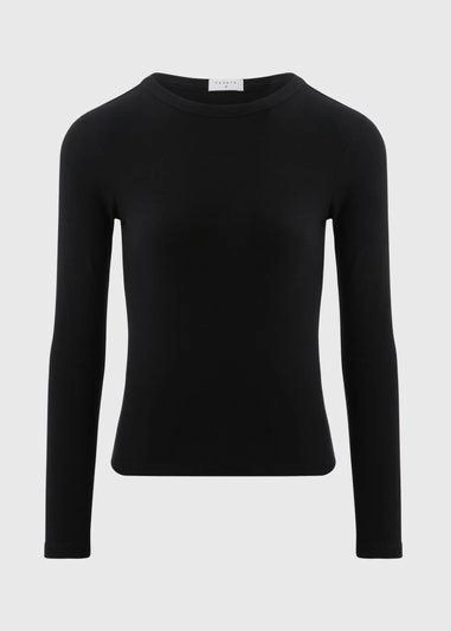 Black Ribbed Long Sleeve Top