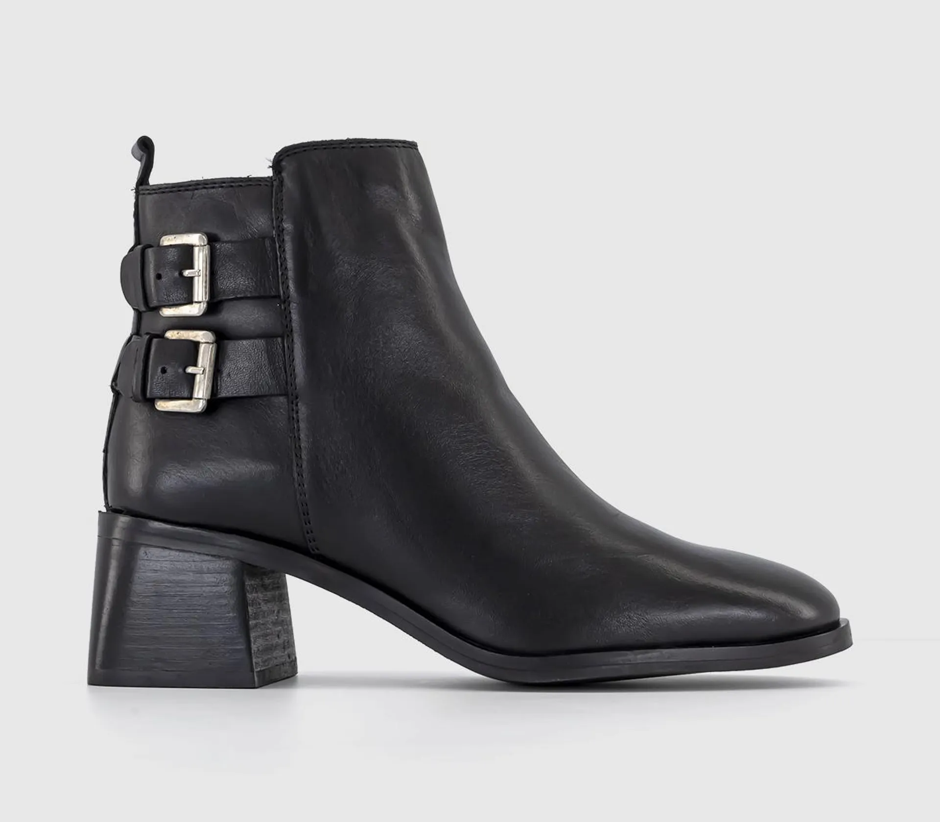 August Buckle Detail Block Heeled Boots
