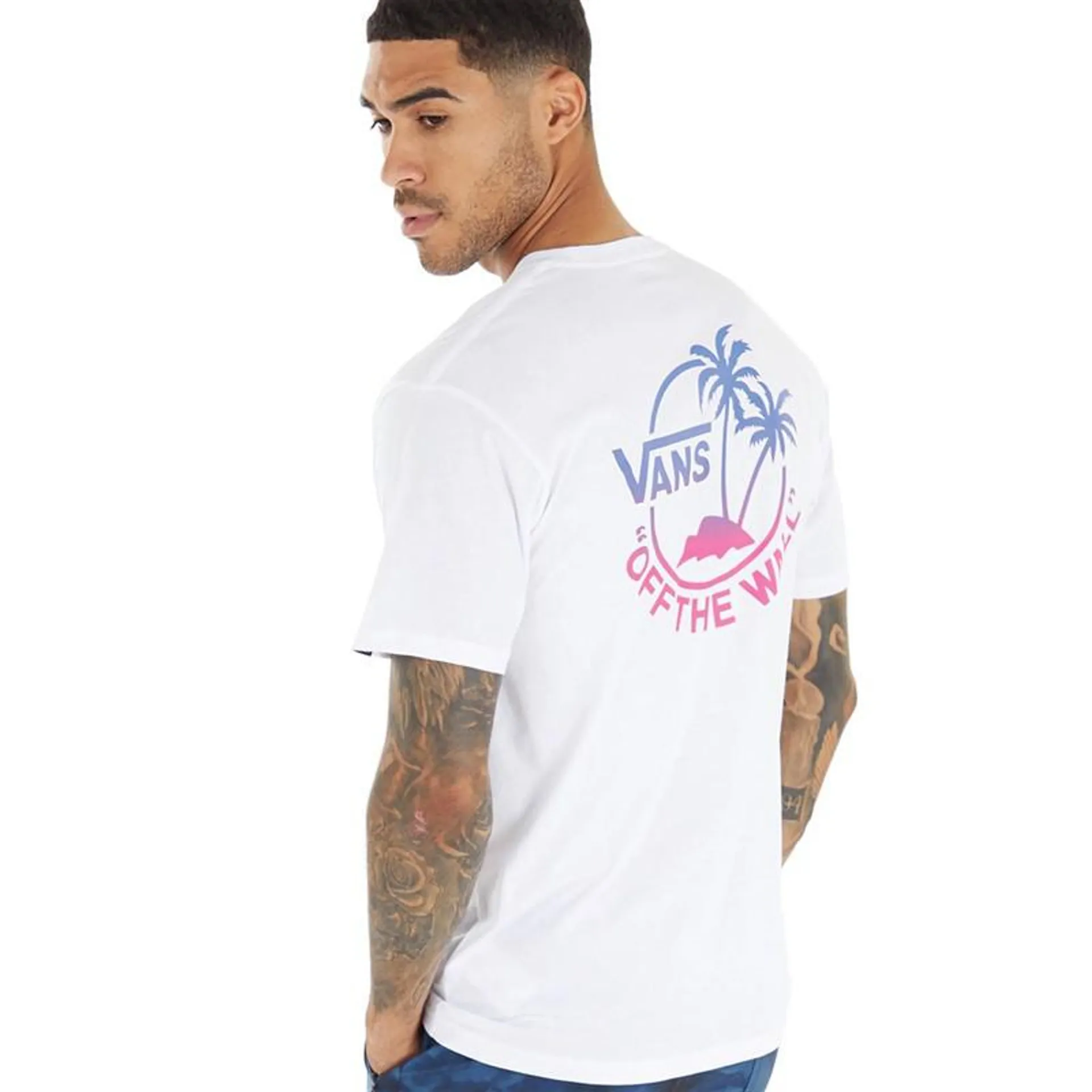 Vans Mens Classic Mini Dual Palm T-Shirt White/​Pink Glo