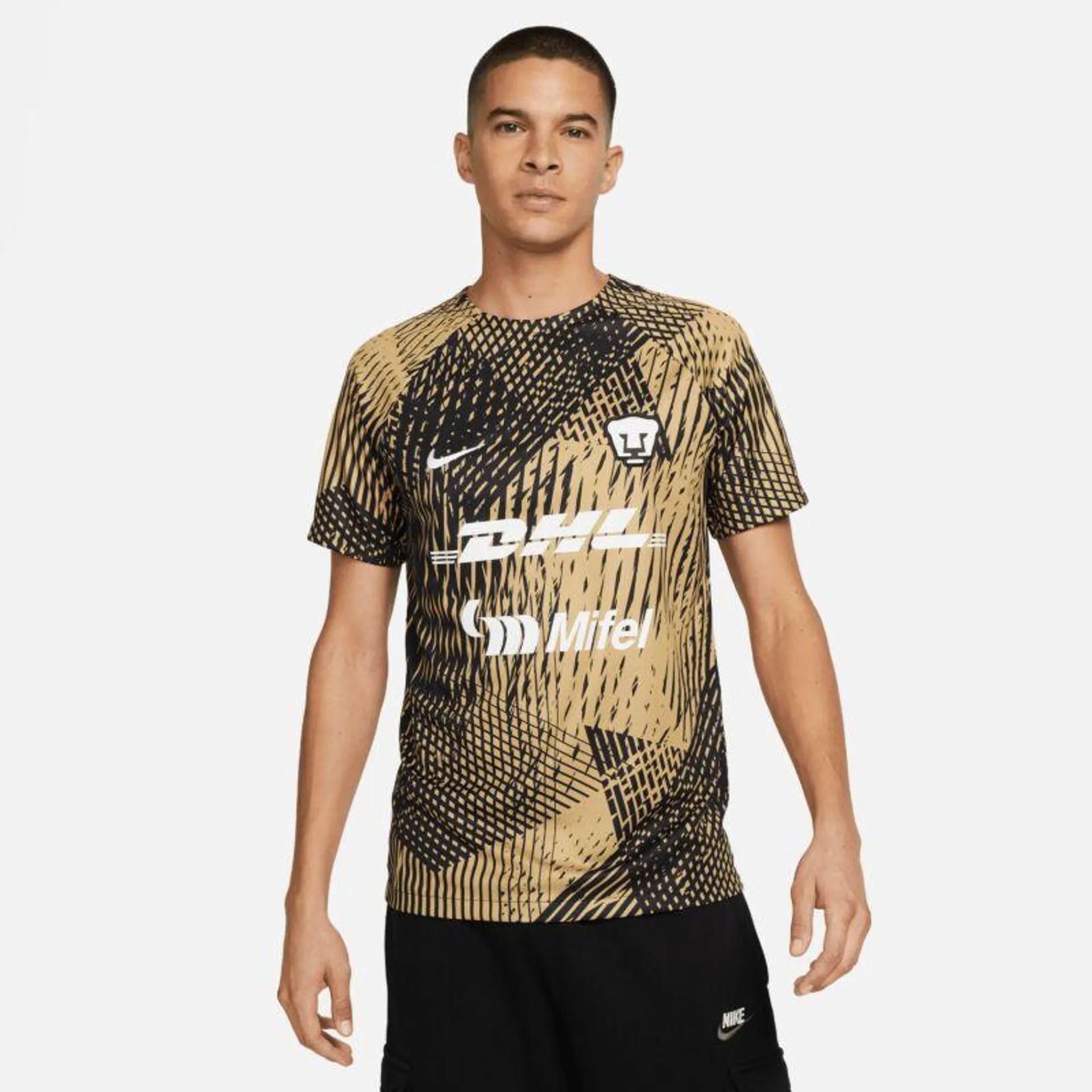 Nike Pumas UNAM Dri-Fit Pre-Match Top - Black/Gold 2023