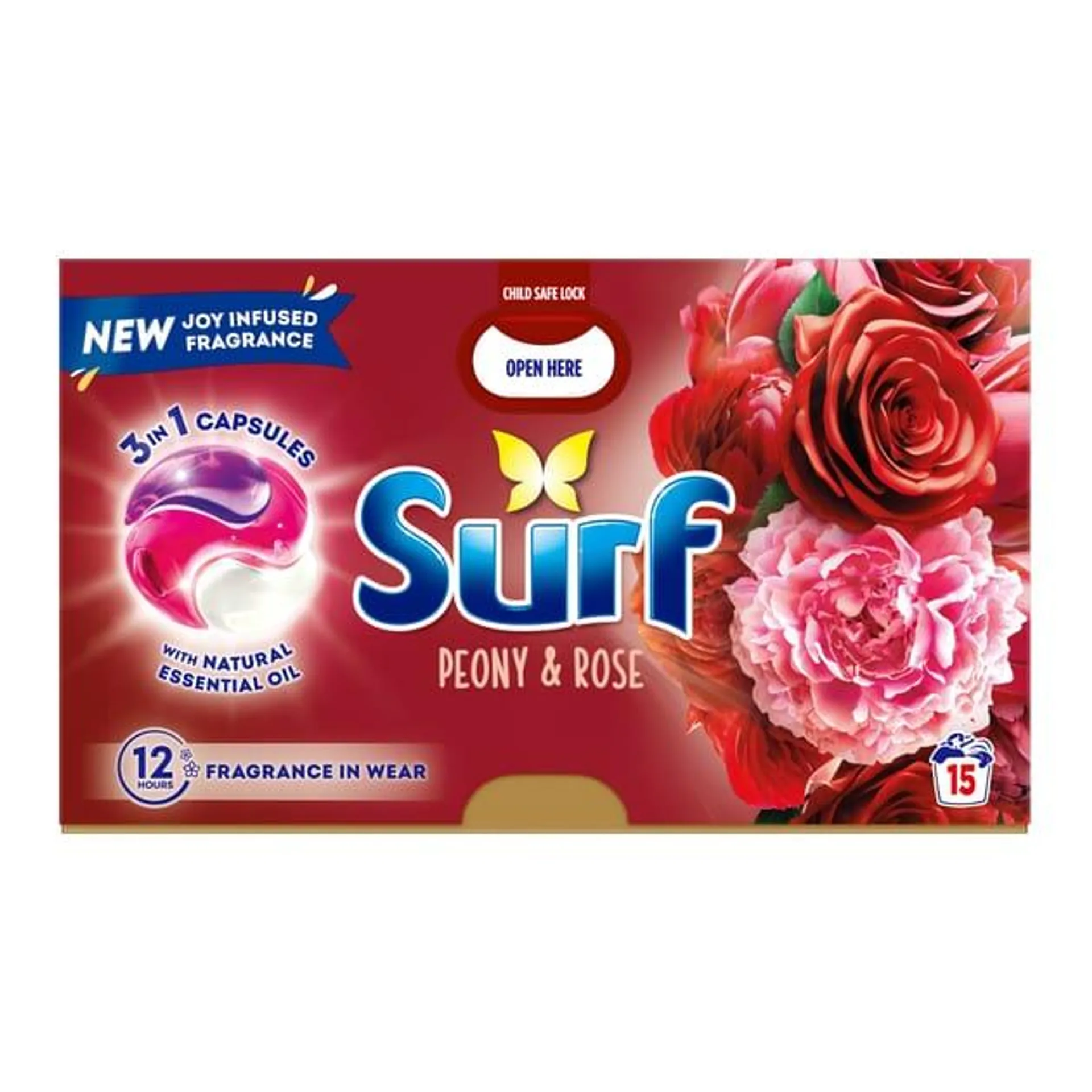 Surf 3in1 Laundry Washing Detergent Capsules 15 Washes - Peony & Rose