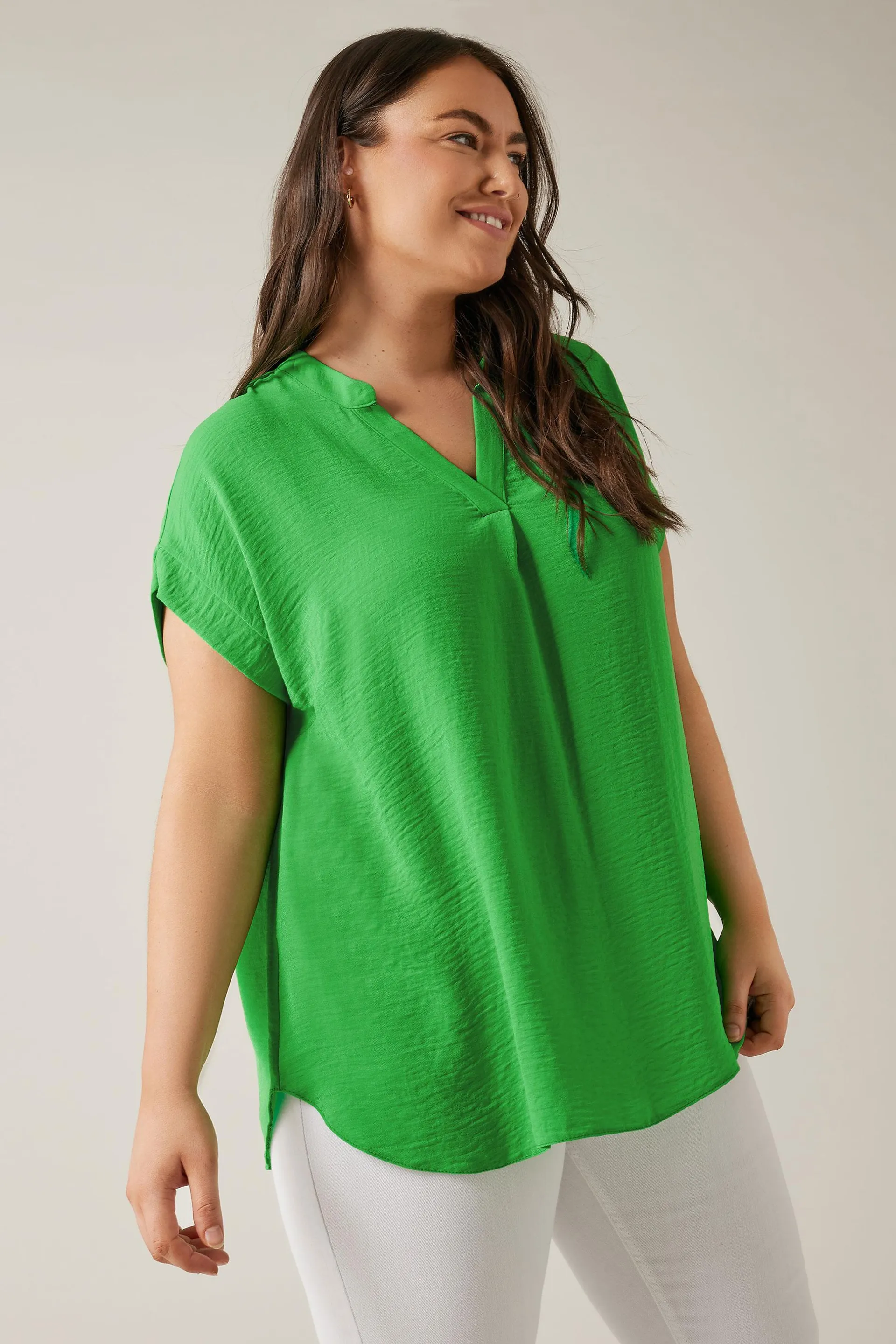 EVANS Curve Green Utility Blouse