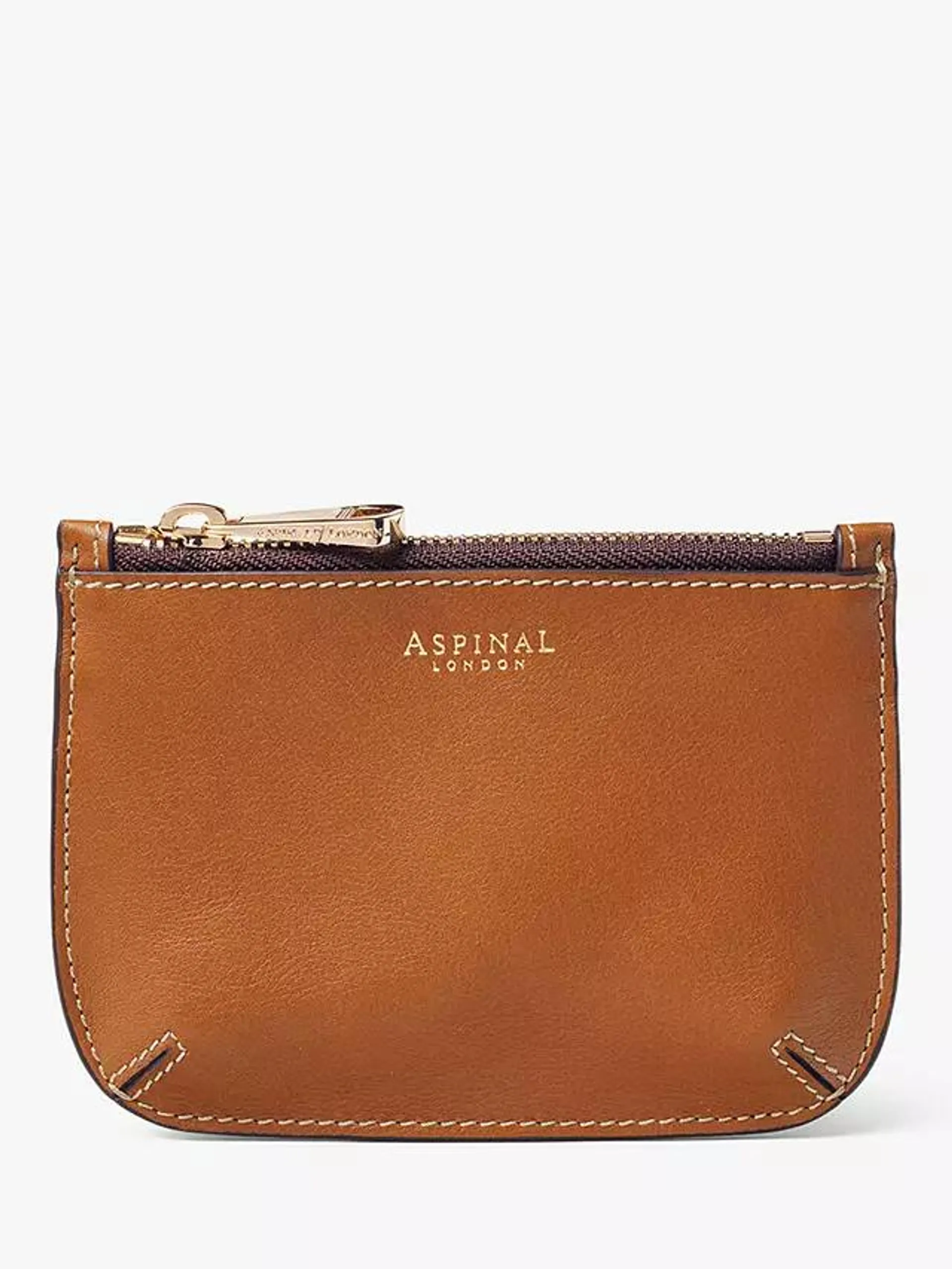 Aspinal of London Ella Smooth Leather Small Pouch Purse, Tan
