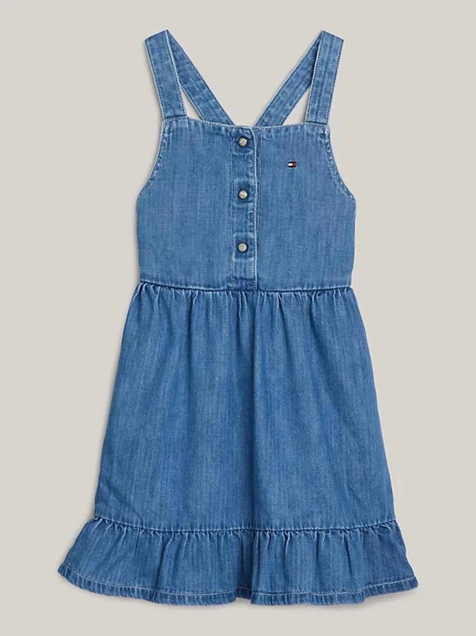 Adaptive Strap Fitted Denim Flare Dress