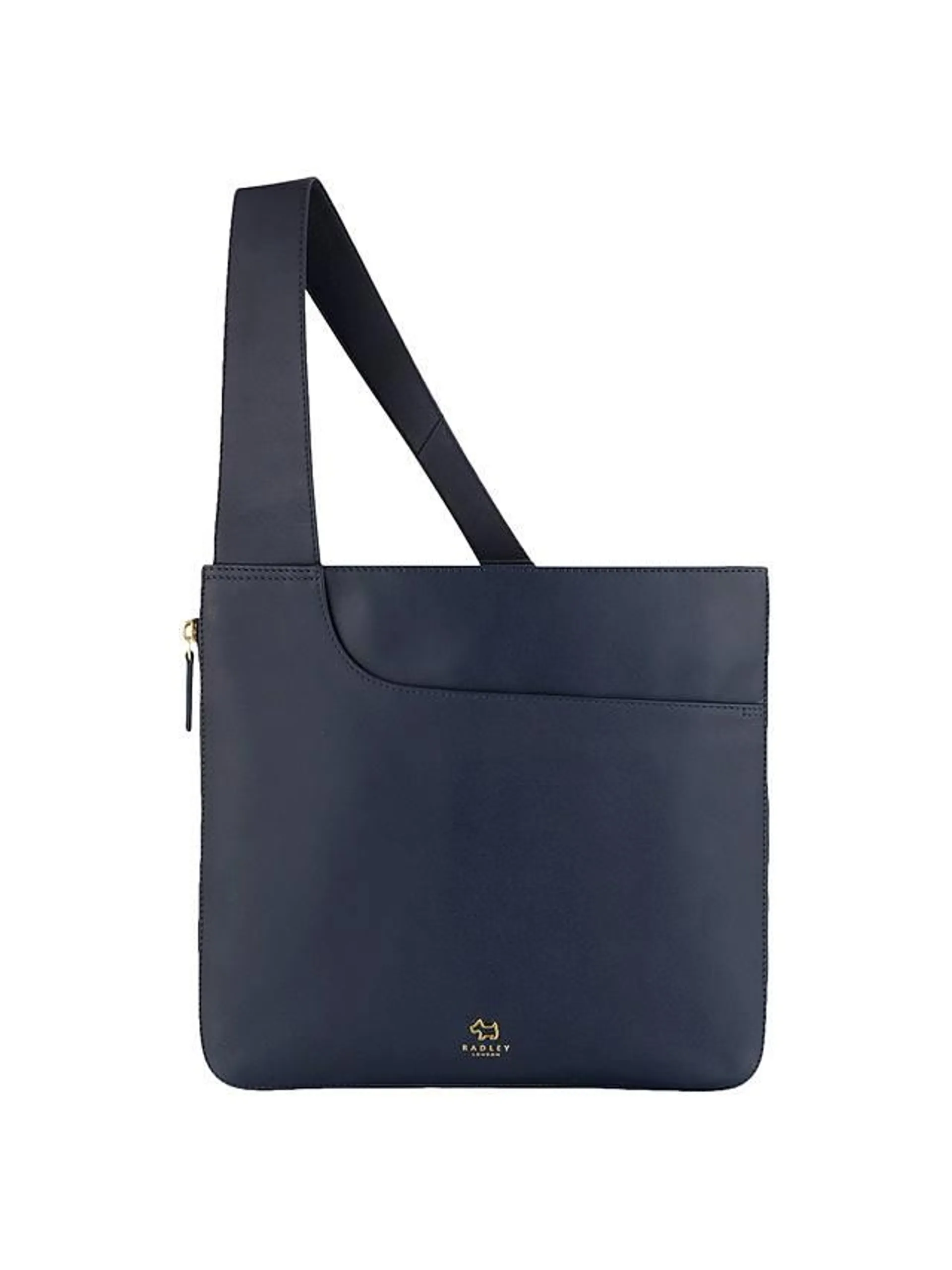 Pocket Bag Leather Large Cross Body Bag, Navy