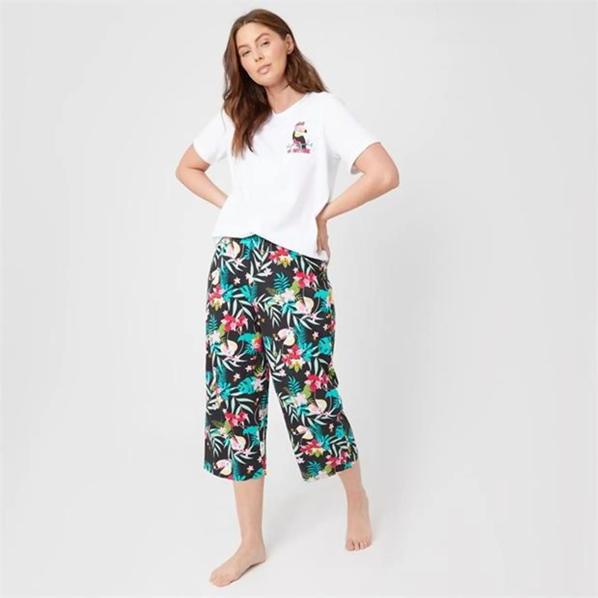 Jersey Toucan Tropical Cropped Pyjama Set