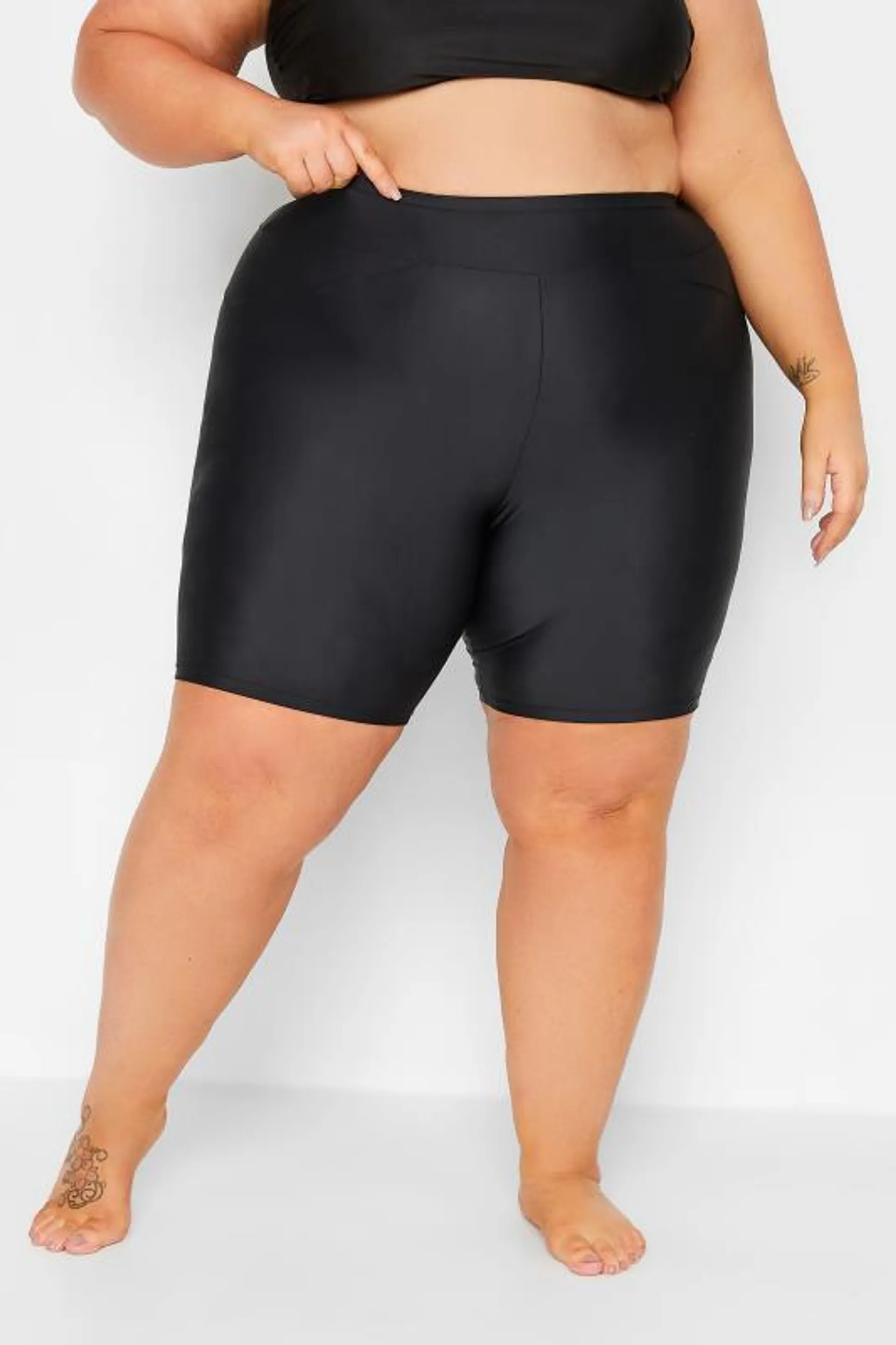 YOURS Curve Black High Waist Swim Shorts