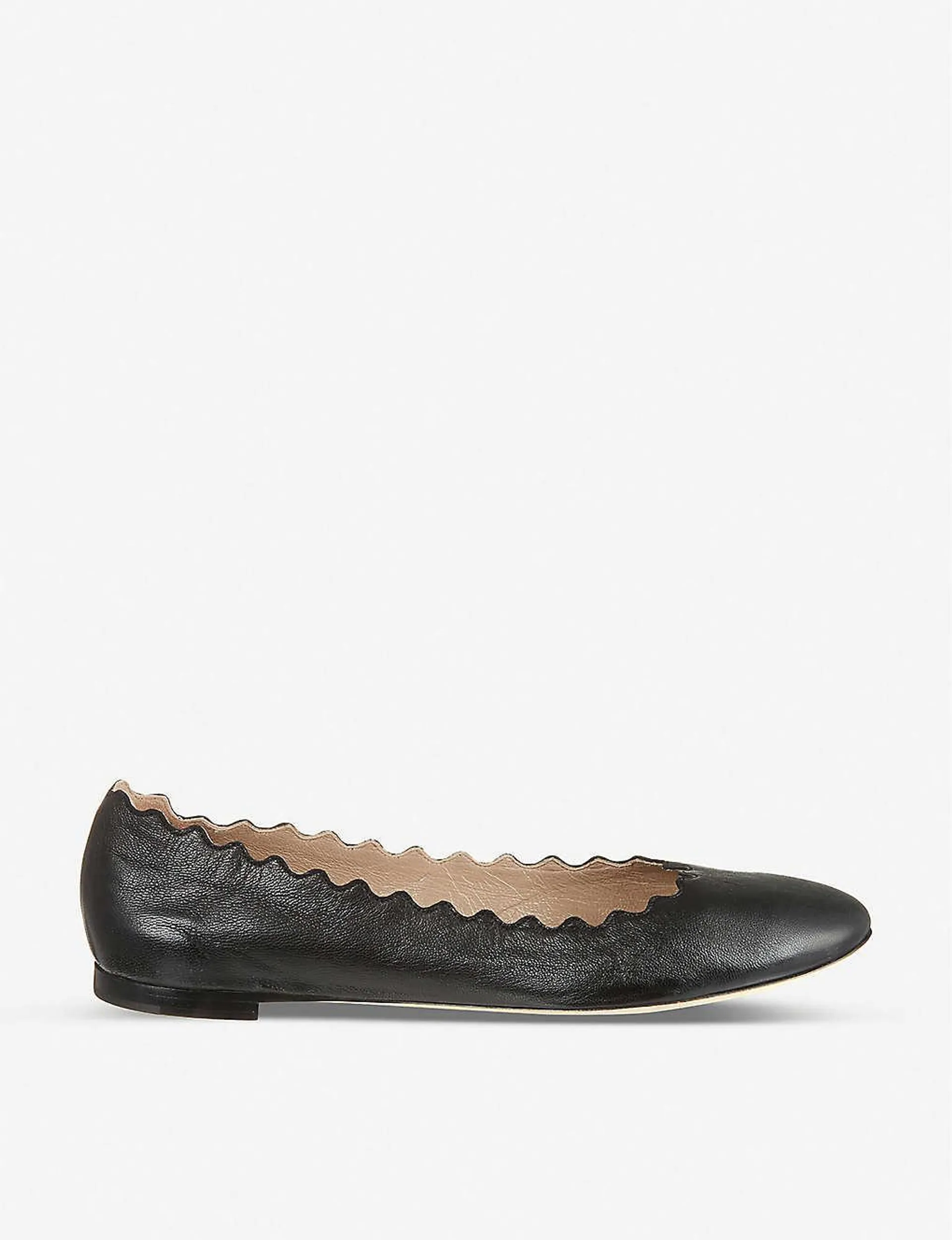 Scallop leather ballet flats