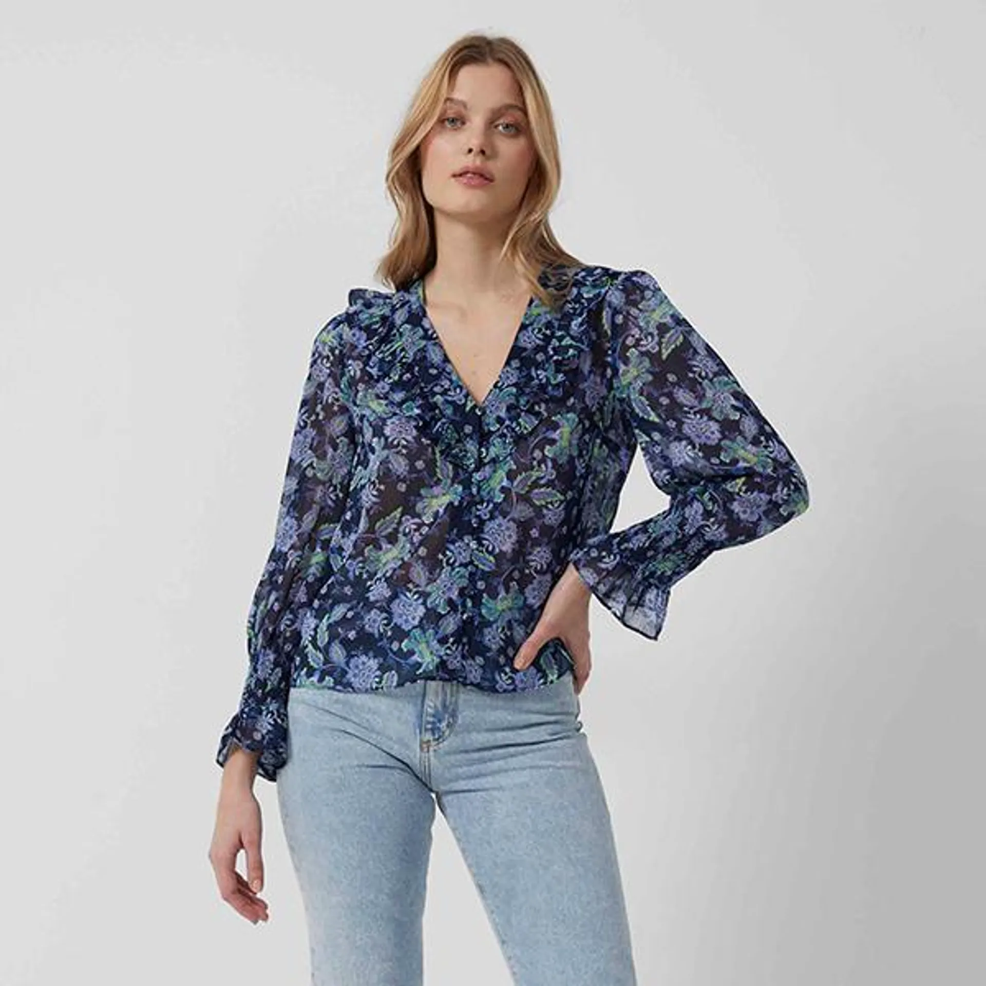 French Connection Gloria Recycled Ruffle Top