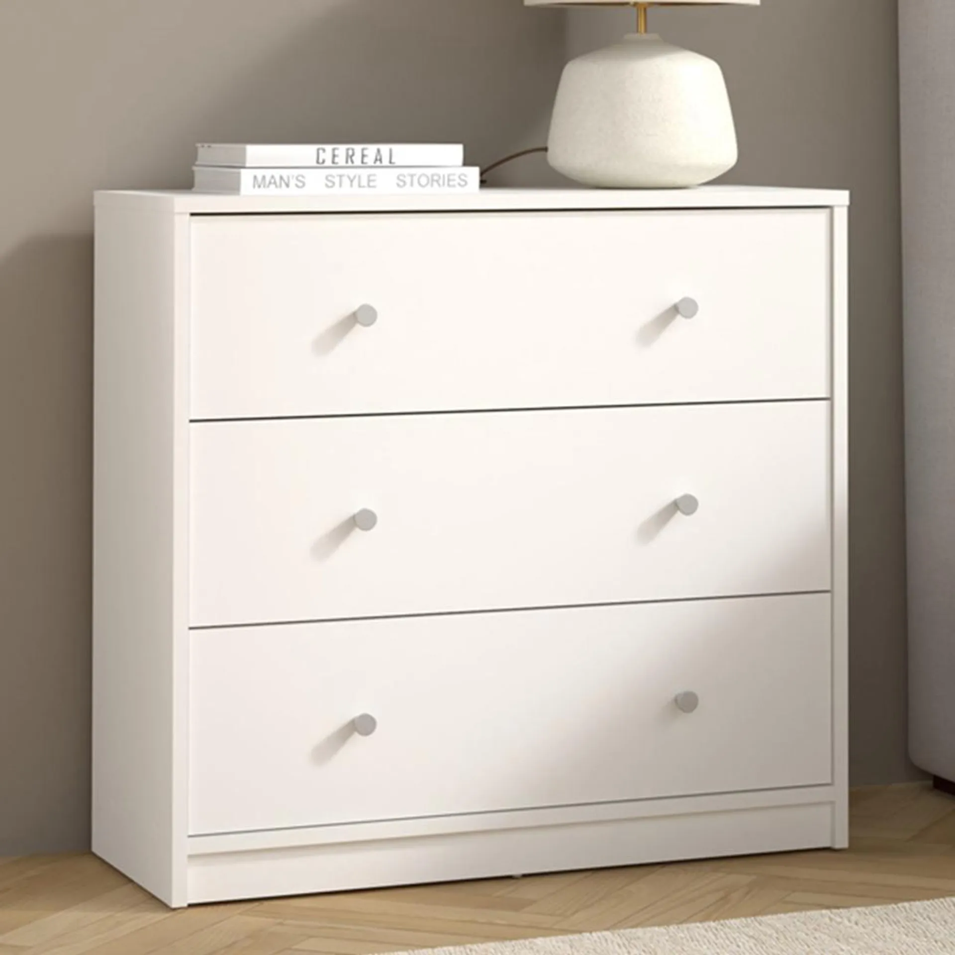 Furniture To Go May 3 Drawer White Chest of Drawers