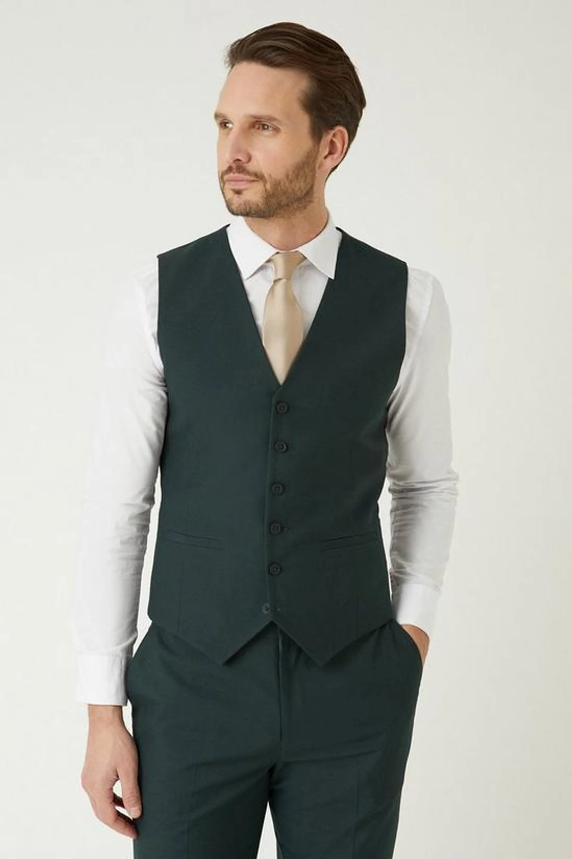 Slim Fit Green Waistcoat