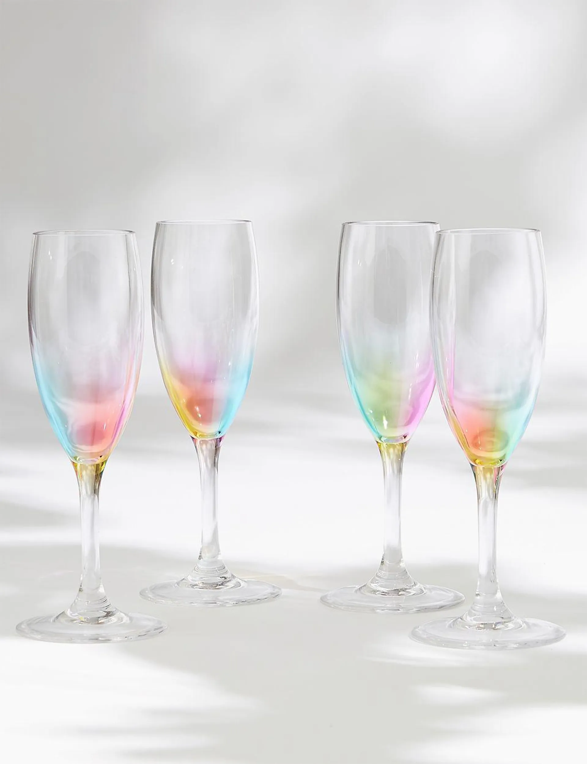 Set of 4 Rainbow Picnic Champagne Flutes