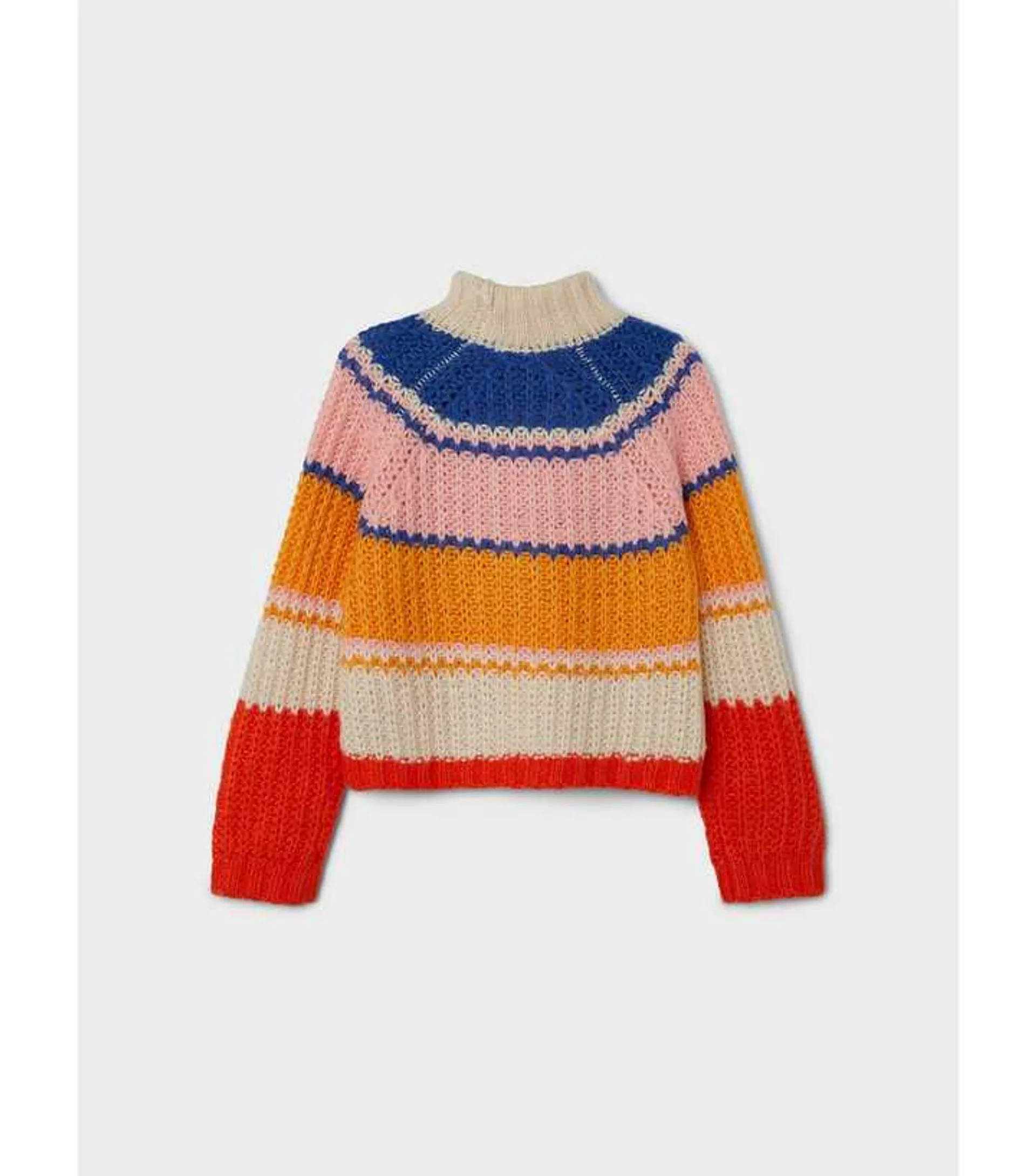 Name It Off White Stripe Knit High Neck Jumper