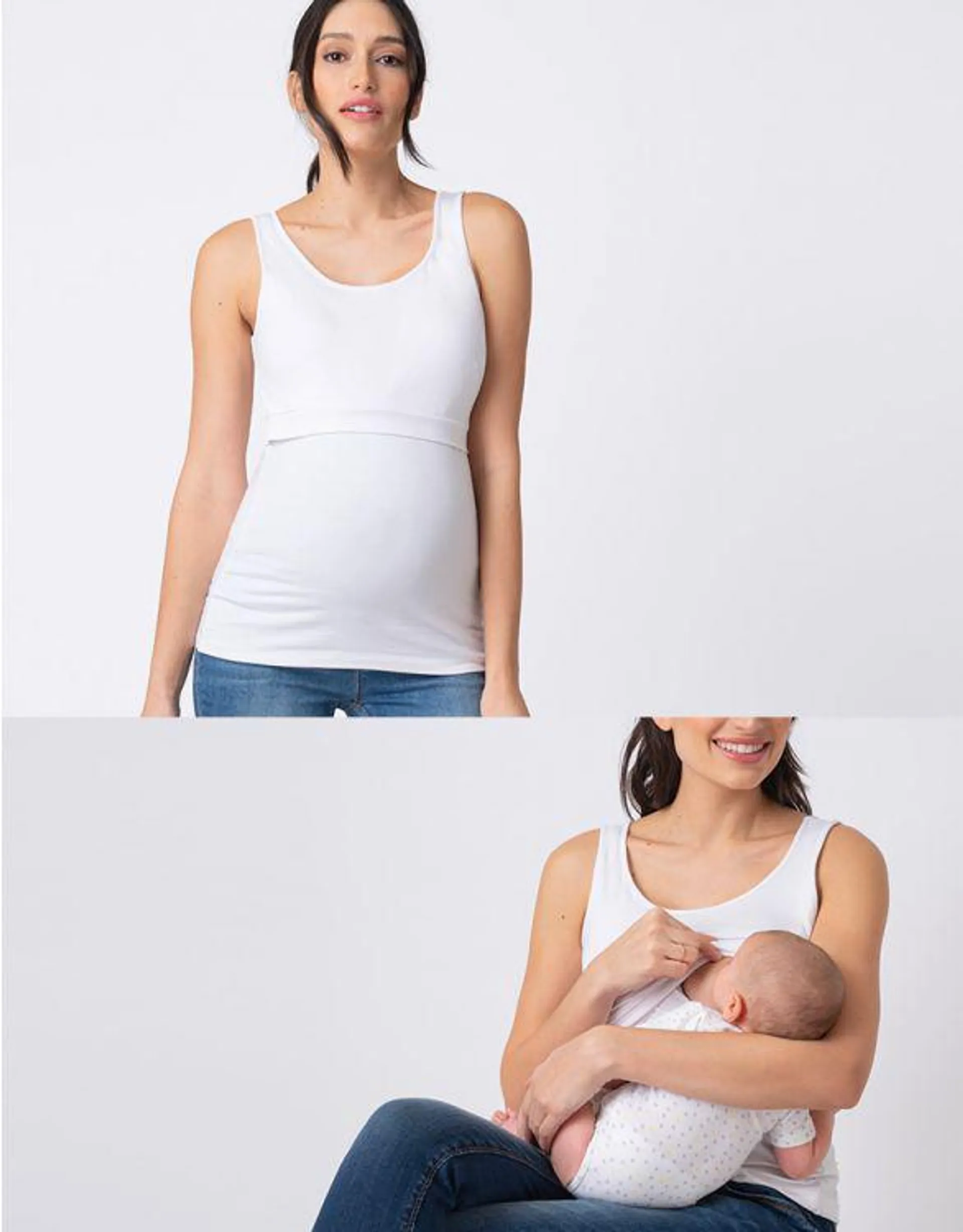 White Maternity & Nursing Tank Top