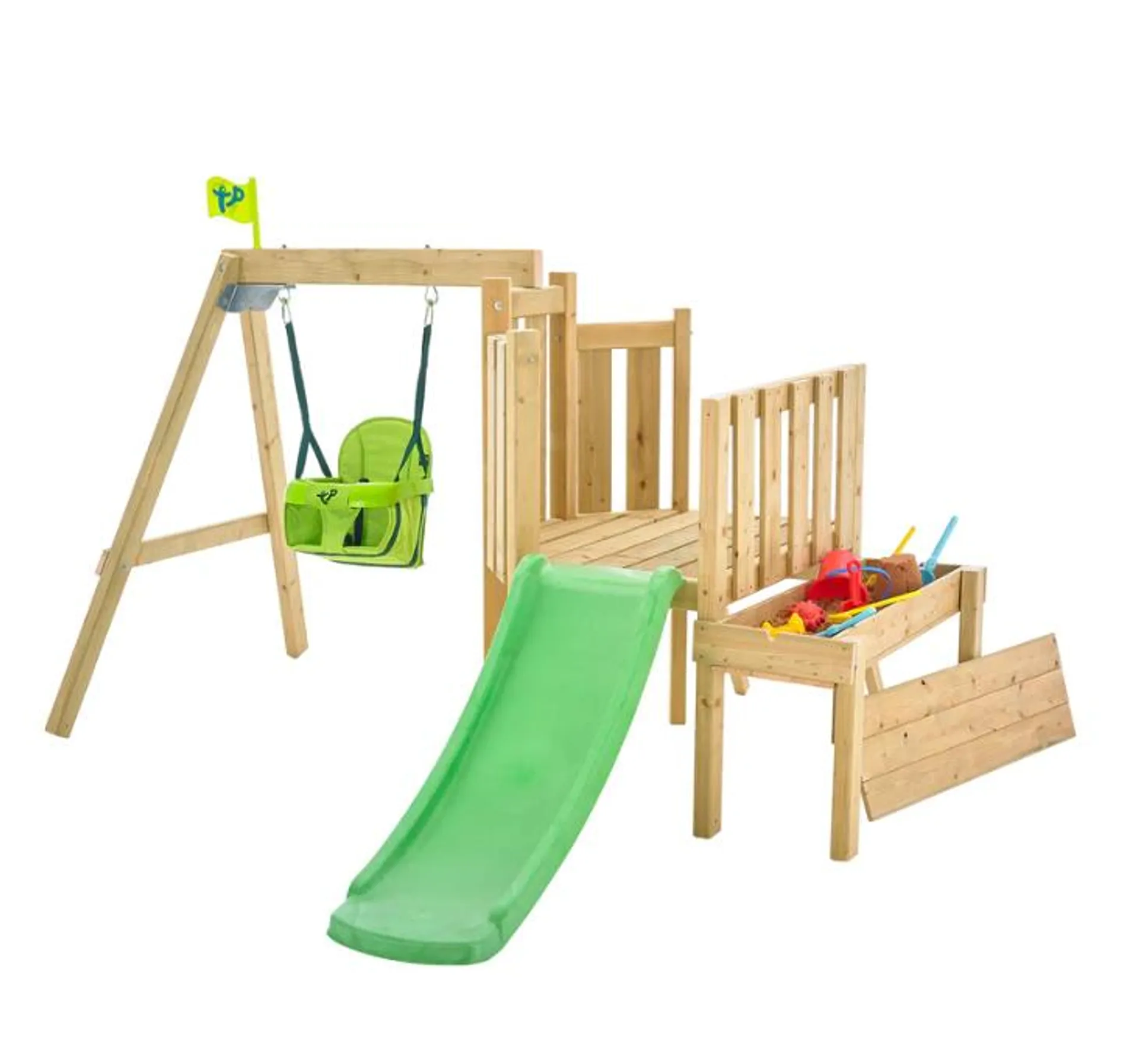 TP Forest Toddler Wooden Climbing Frame, Swing and Slide Set