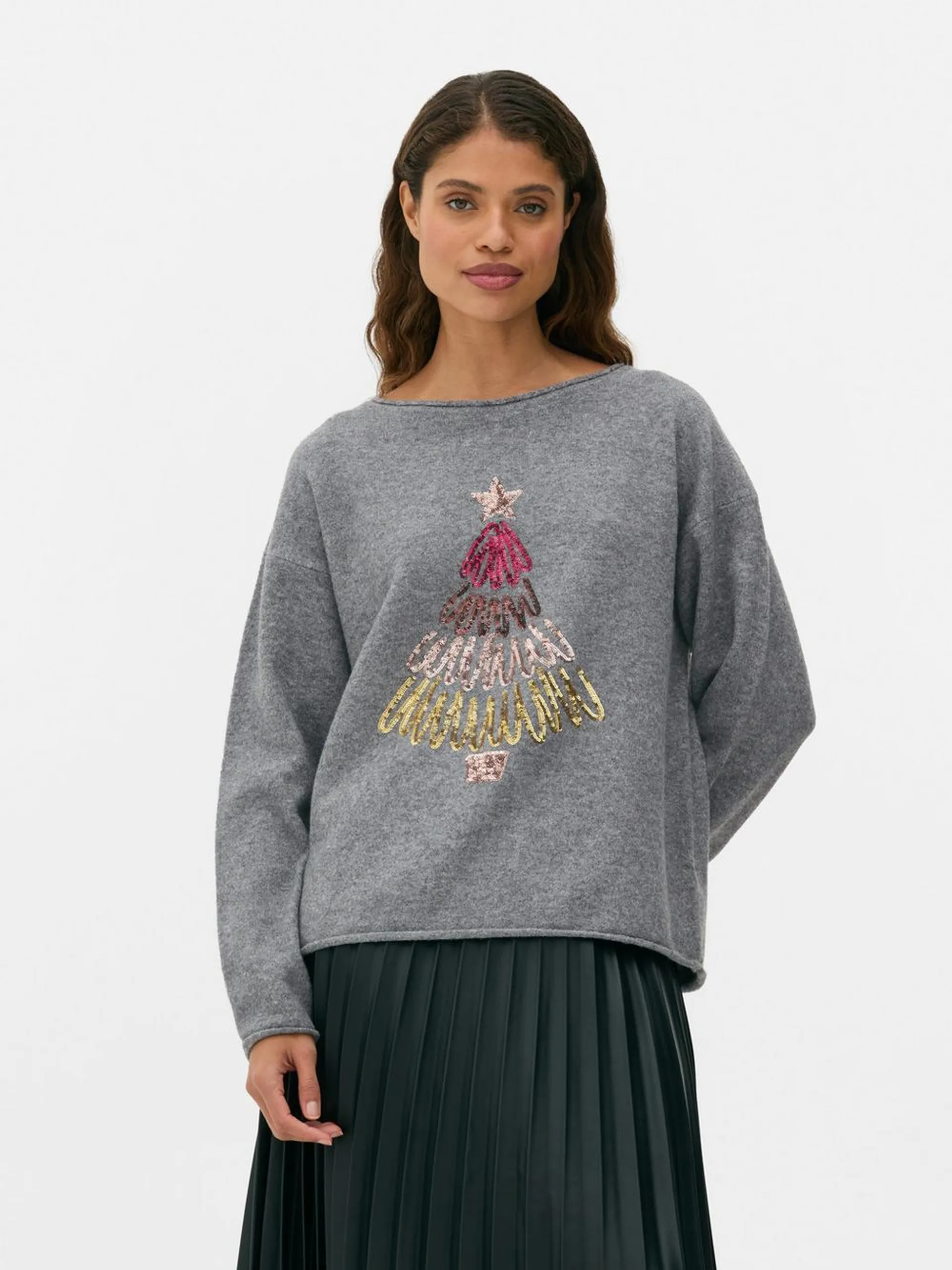 Sequin Christmas Tree Jumper