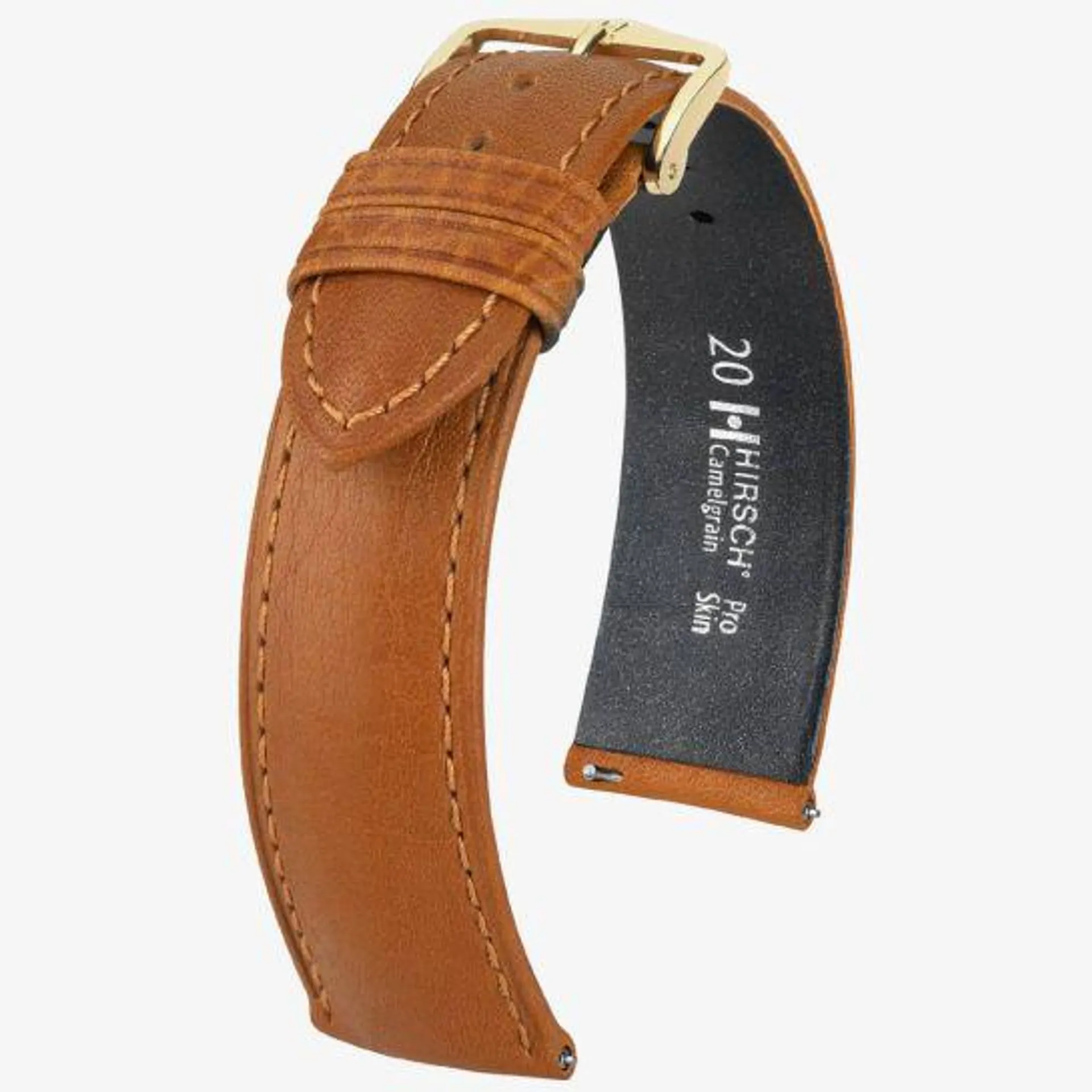 Camelgrain Long Honey Brown Leather Watch Strap