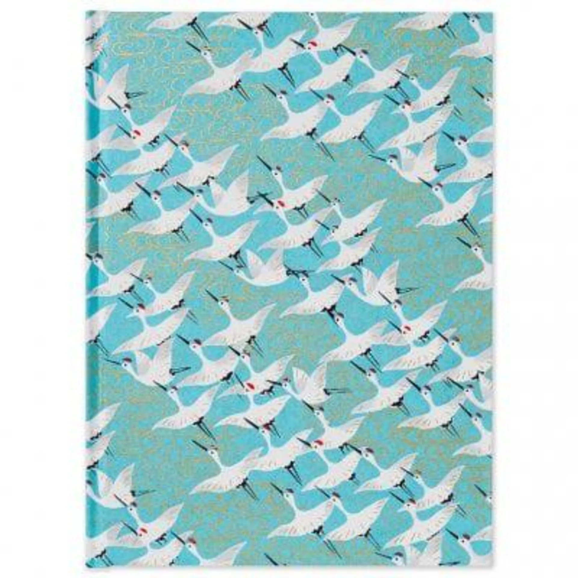 Notebook Lined Cranes On Blue