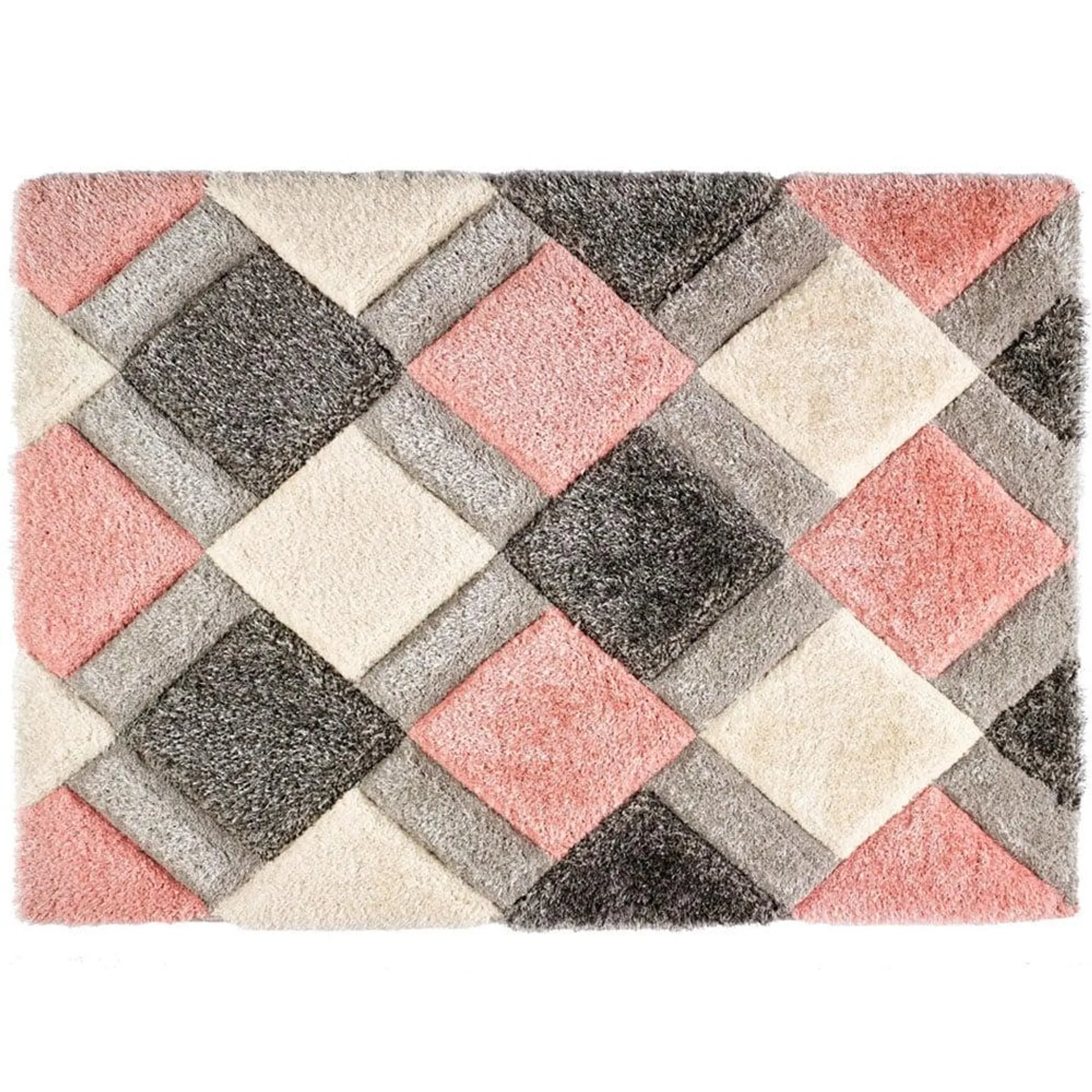 Origins Blush 3D Geo Shaggy Carved Rug 60 x 110cm