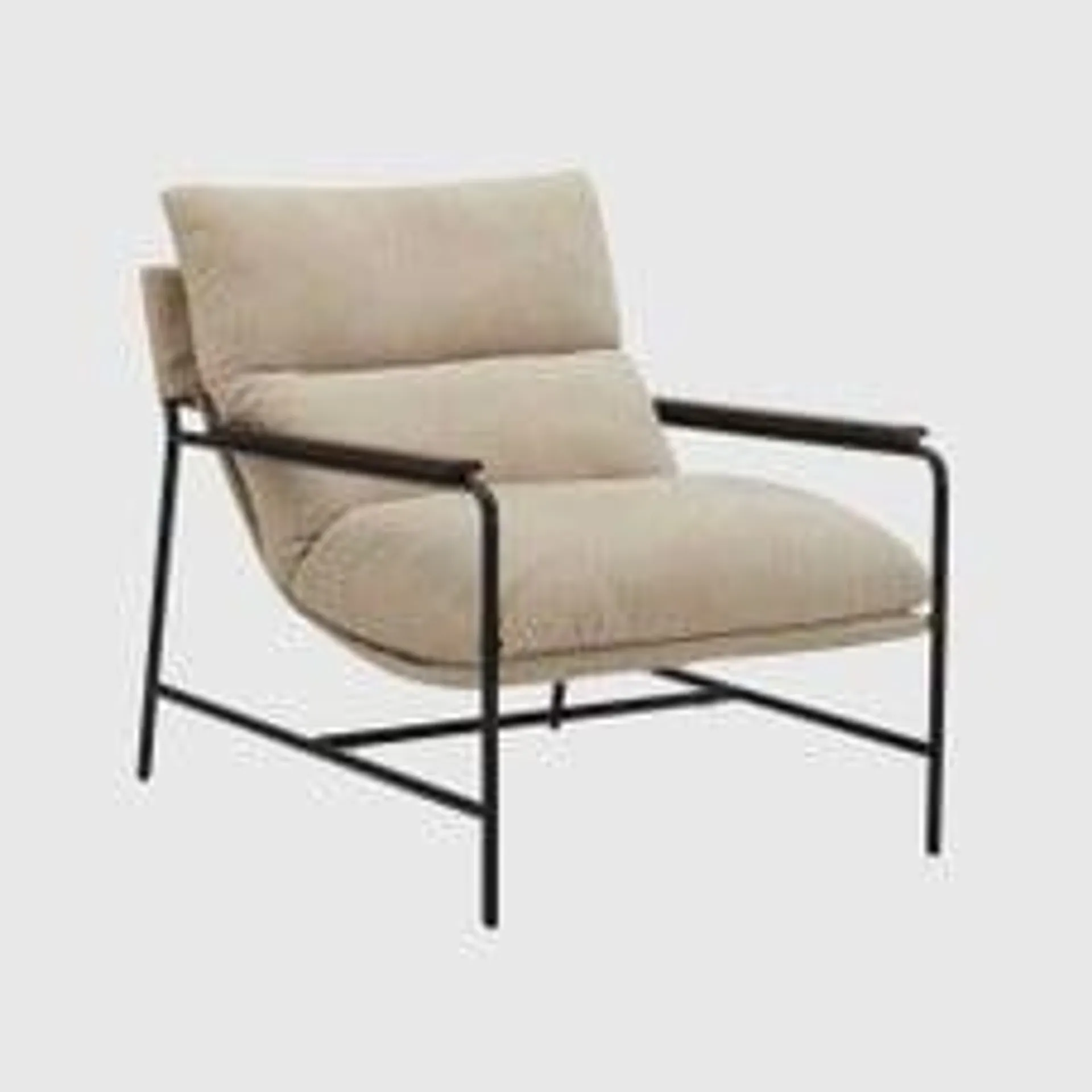 Cream Fabric Lounge Armchair With Metal Frame
