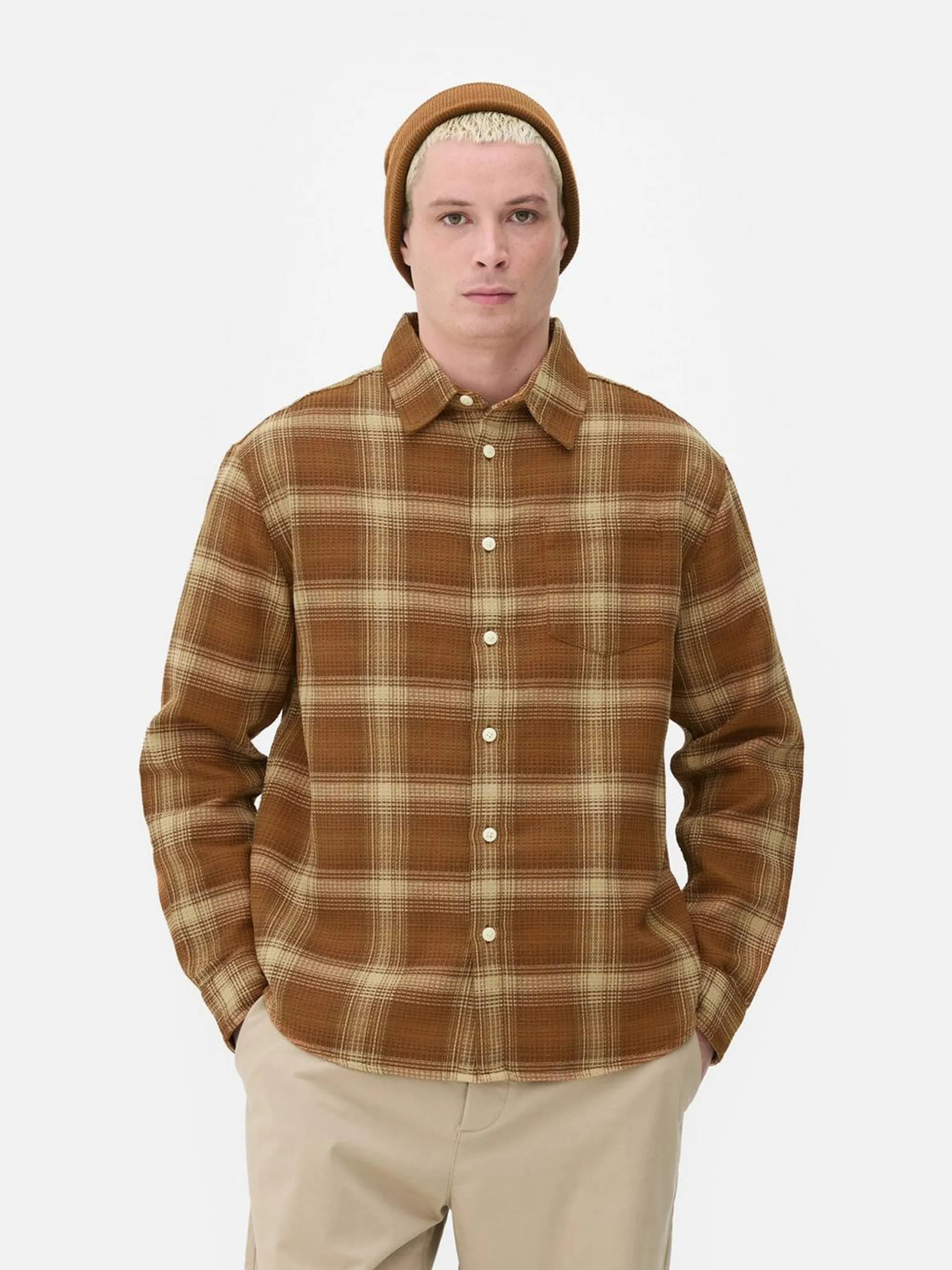 Check Waffle Textured Shirt