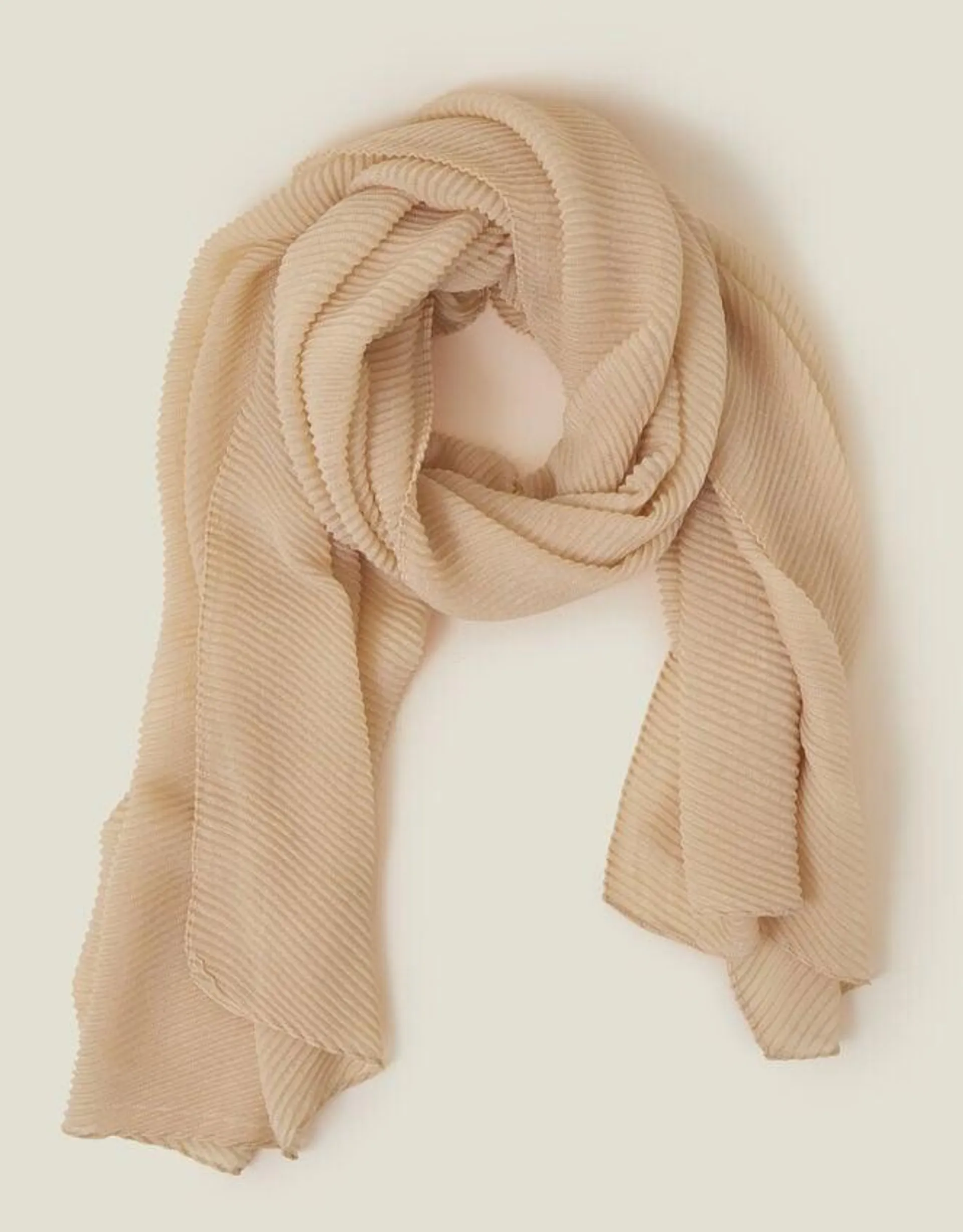 Lightweight Pleated Scarf Natural