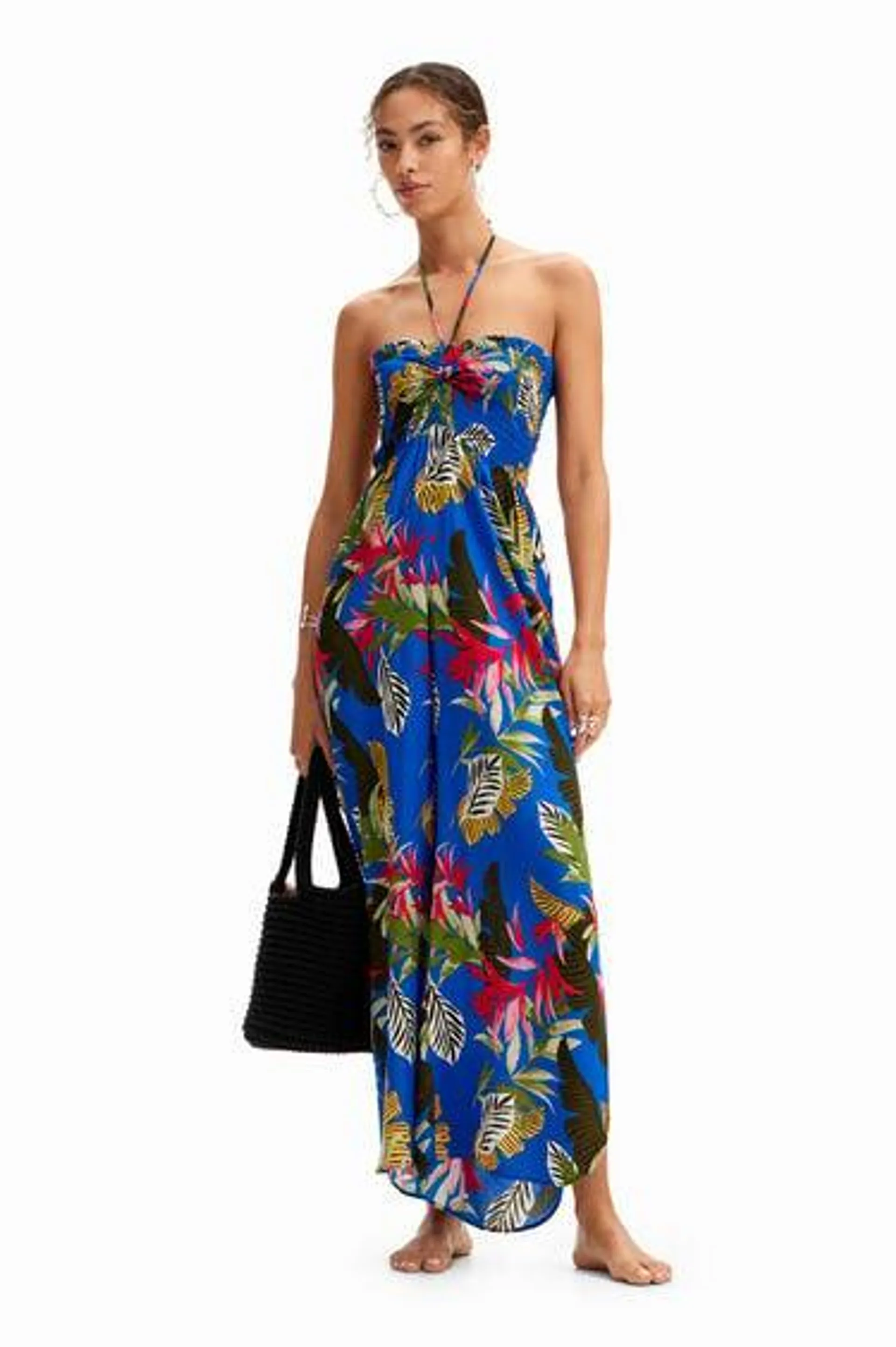 Tropical halter neck jumpsuit