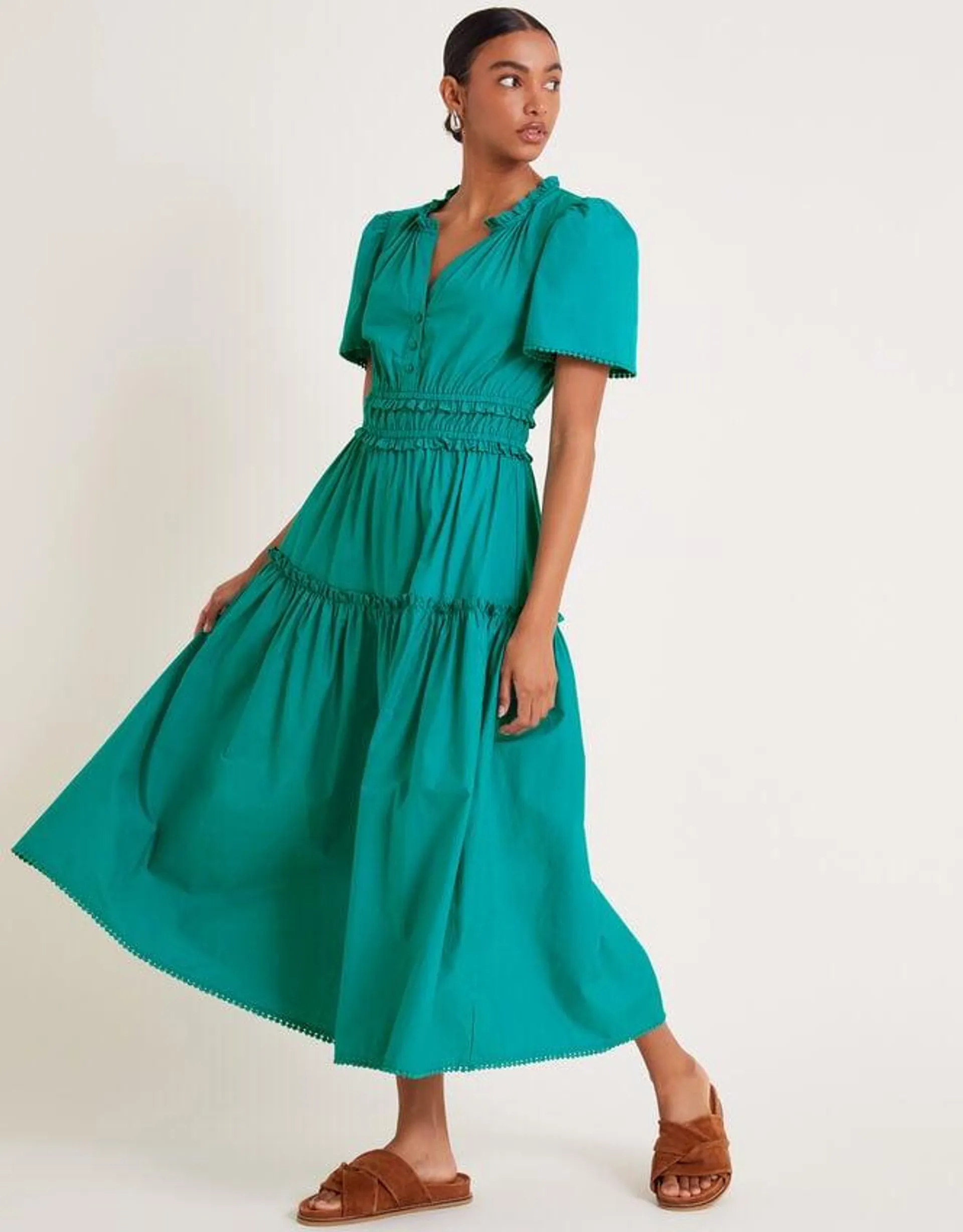 Lorena Frill Midi Dress Teal