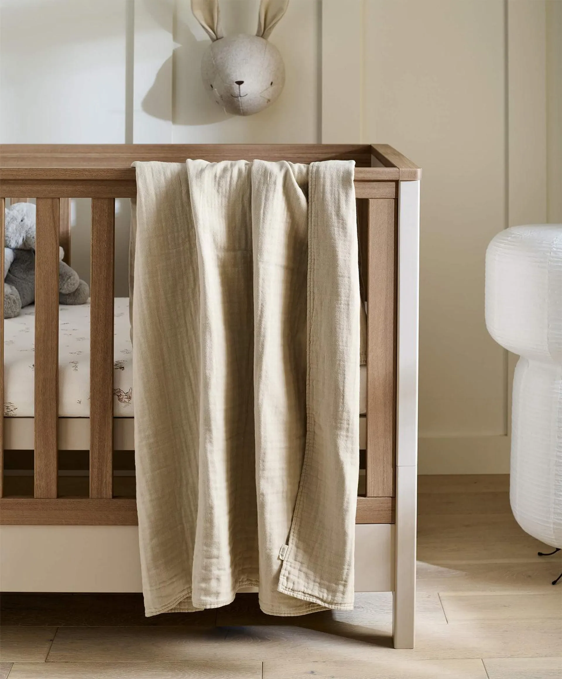 Welcome to the World Seedling Muslin Blanket - Linen