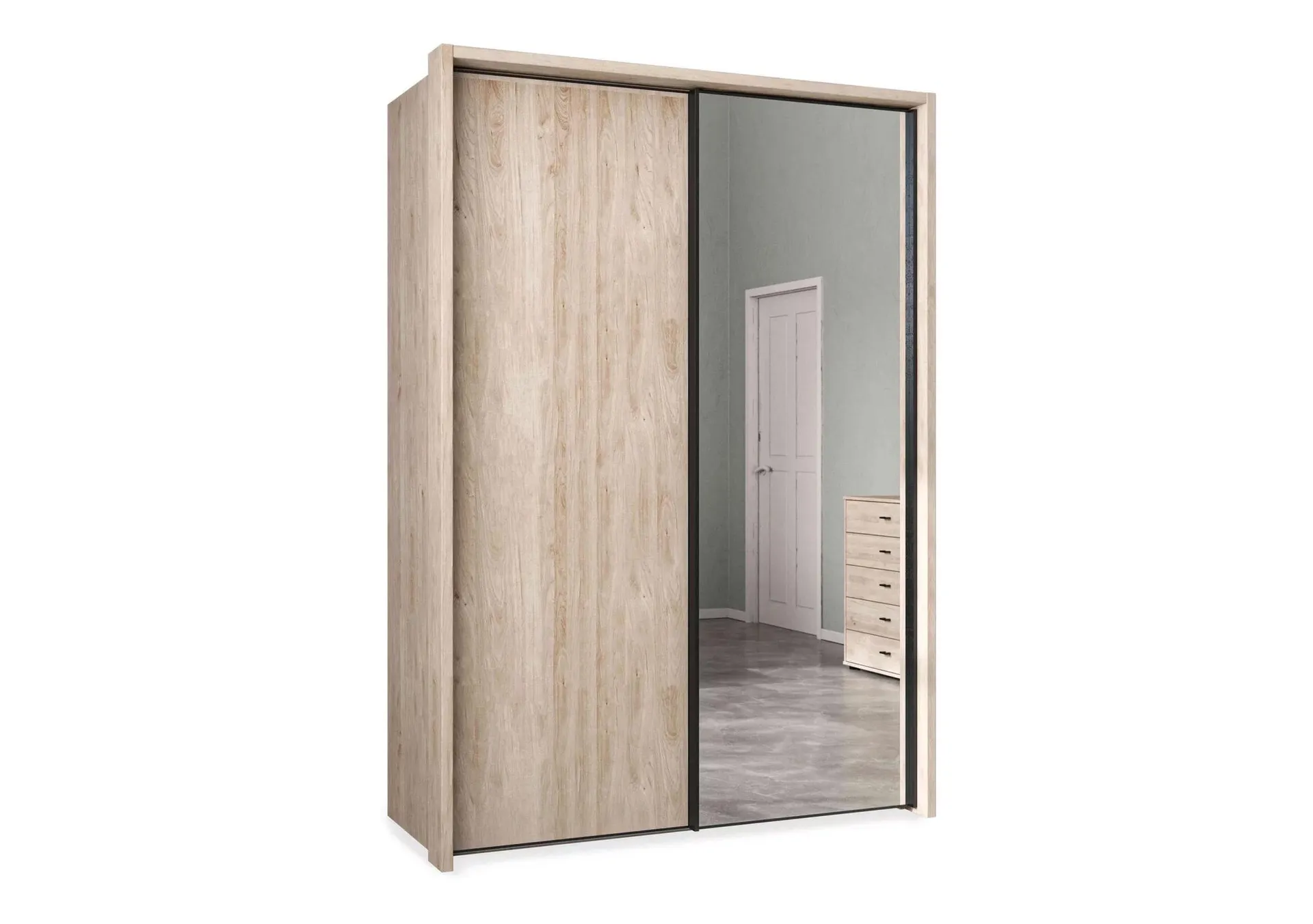 Dallas 160cm 2 Door Sliding Wardrobe with Mirror Door