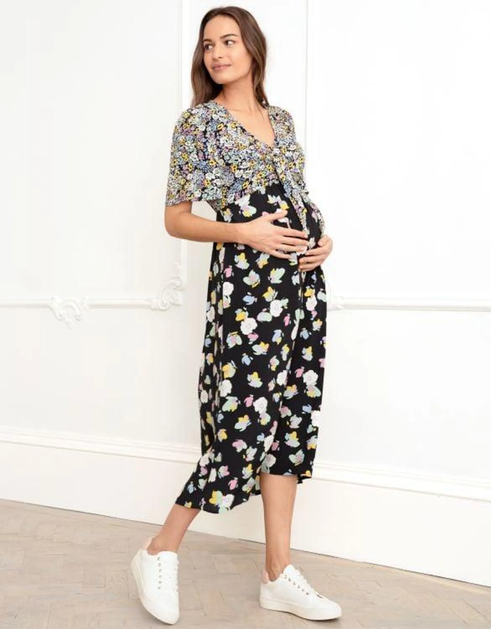 Tie Front Maternity-To-Nursing Dress