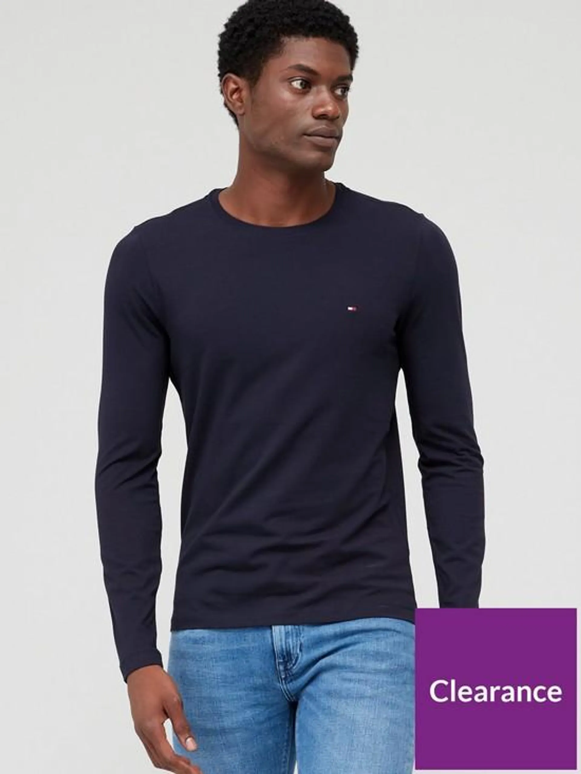 Stretch Slim Fit Long Sleeve T-shirt - Navy