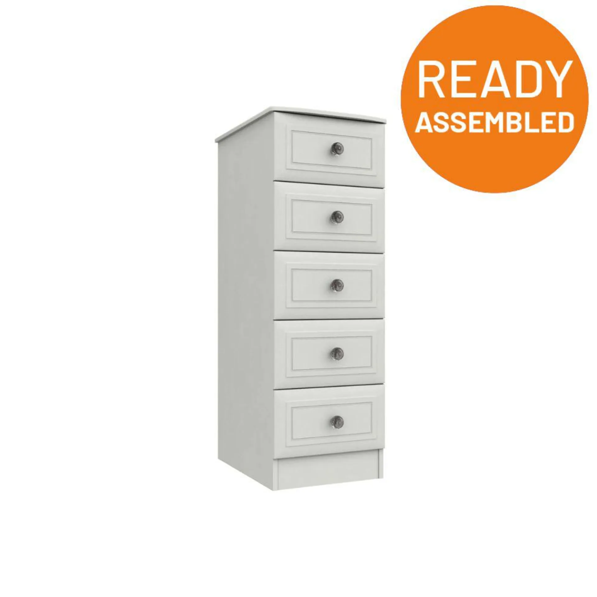 Bailey Ready Assembled Chest of Drawers with 5 Drawers Tallboy - White