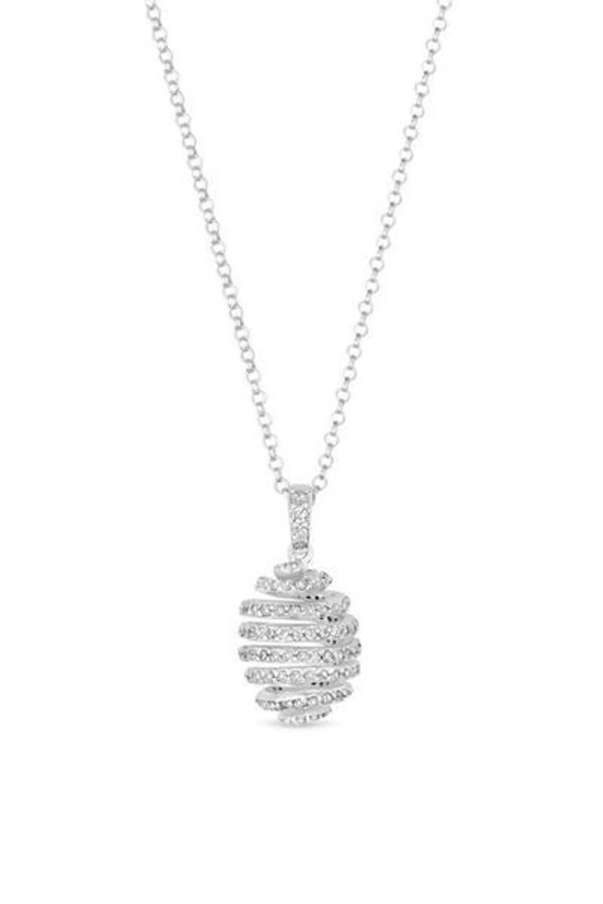 Sterling Silver 925 Cubic Zirconia Honey Pendant Necklace
