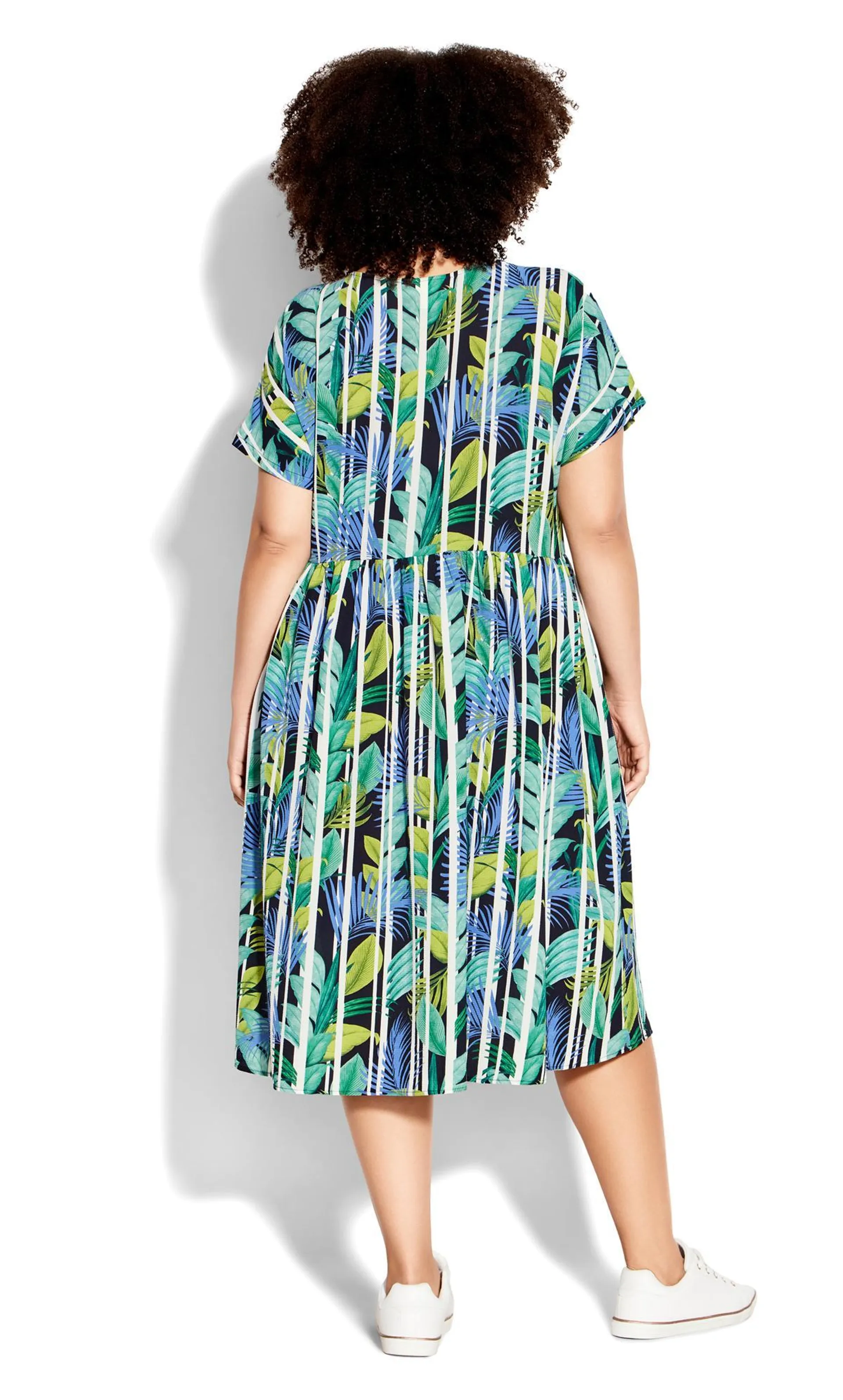 Evans Black & Green Abstract Stripe Smock Dress