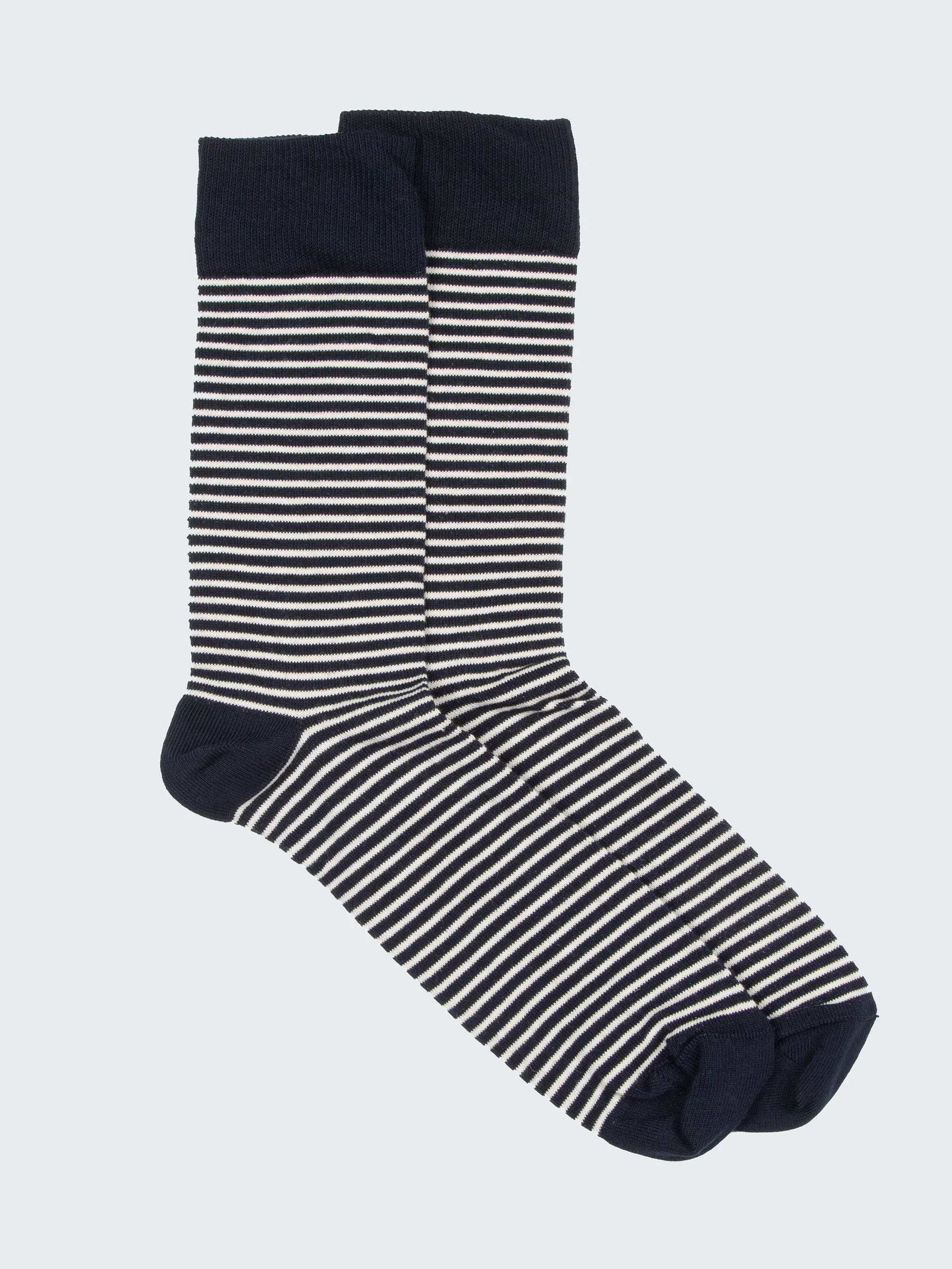 Organic cotton blend socks in navy stripe