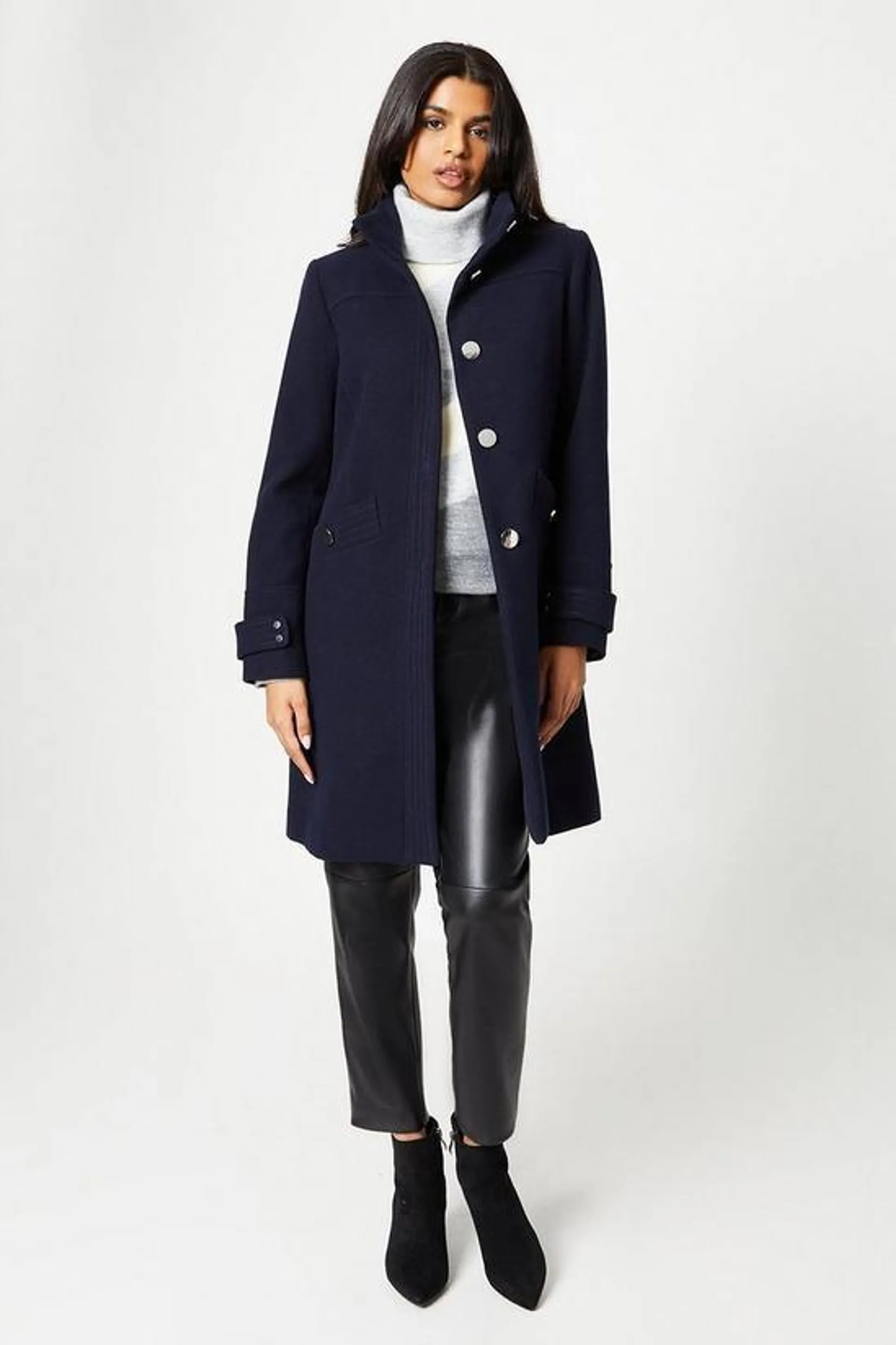 Petite Funnel Neck Coat