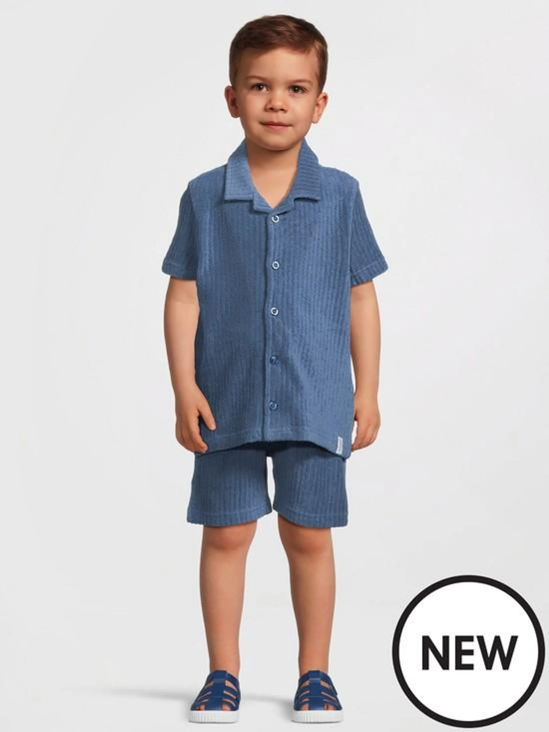 Boys Rib Towelling T-Shirt and Short Set - Blue