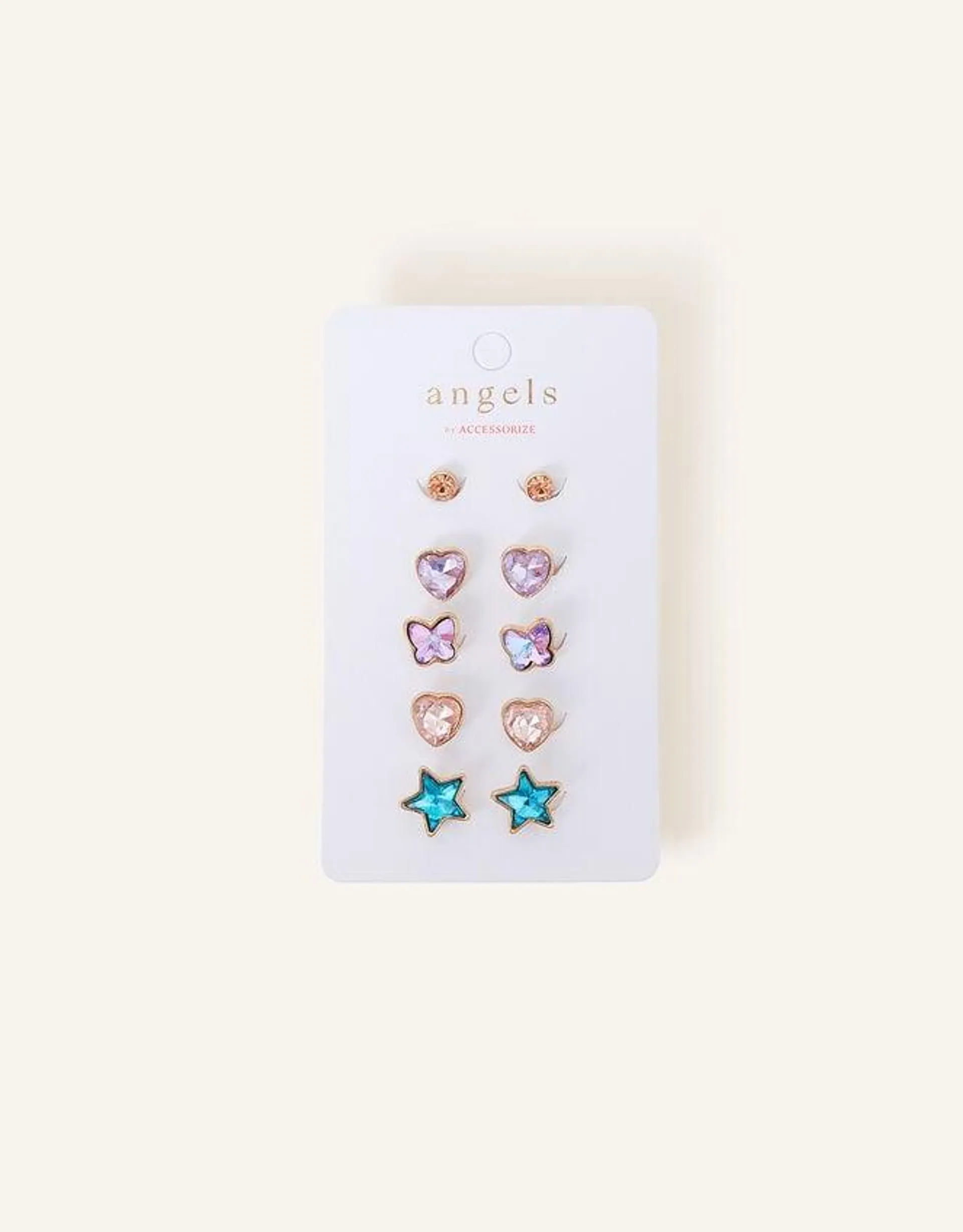 Girls Gem Clip-On Earrings 5 Pack