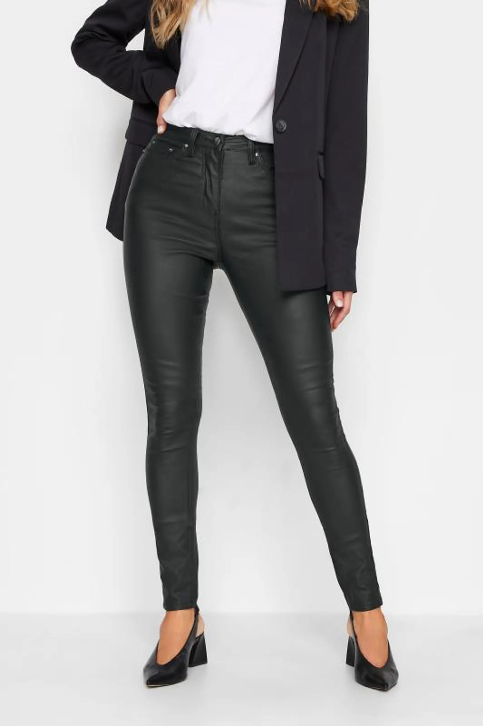 LTS Tall Black AVA Coated Stretch Skinny Jeans