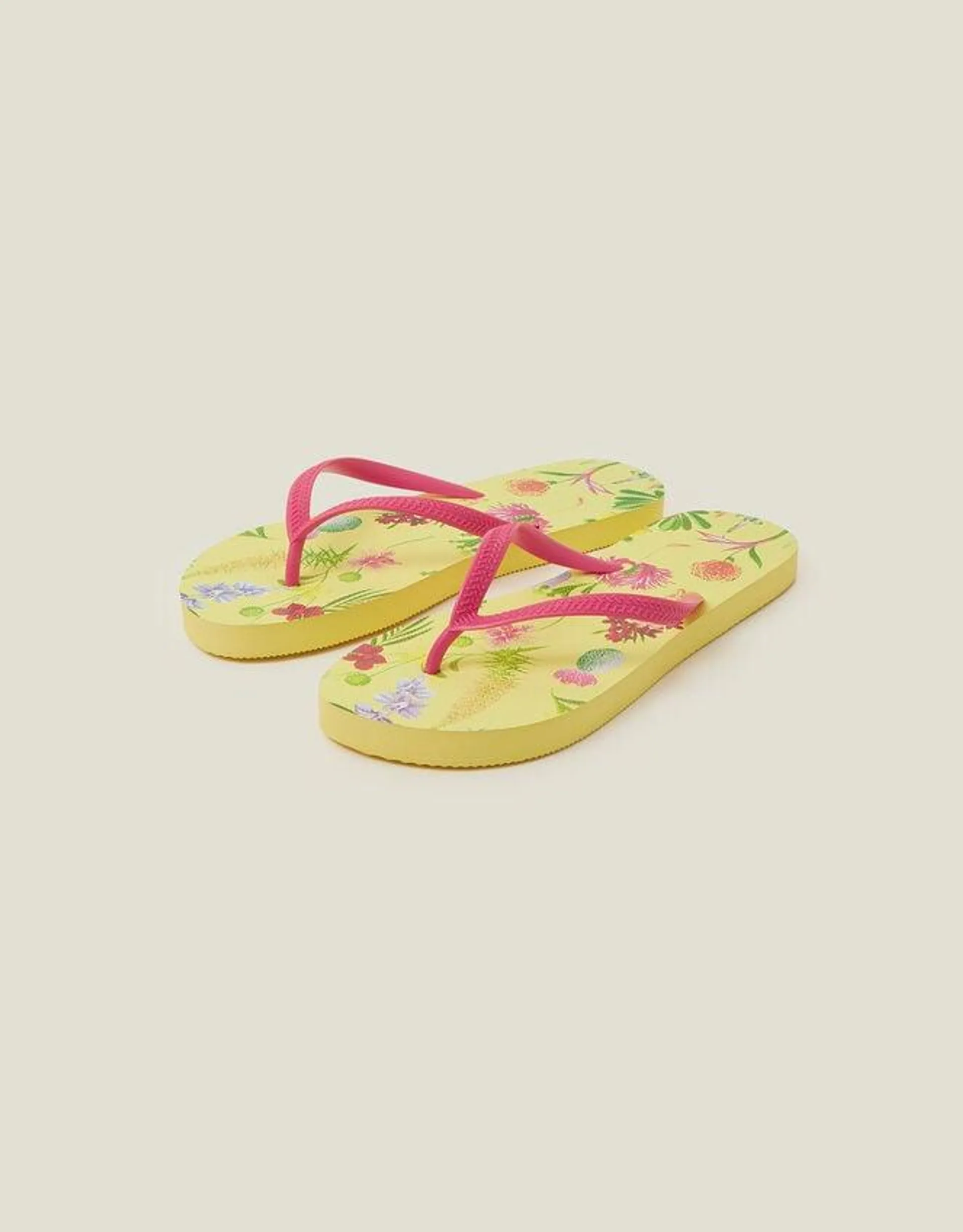 Jungle Print Flip Flops Yellow