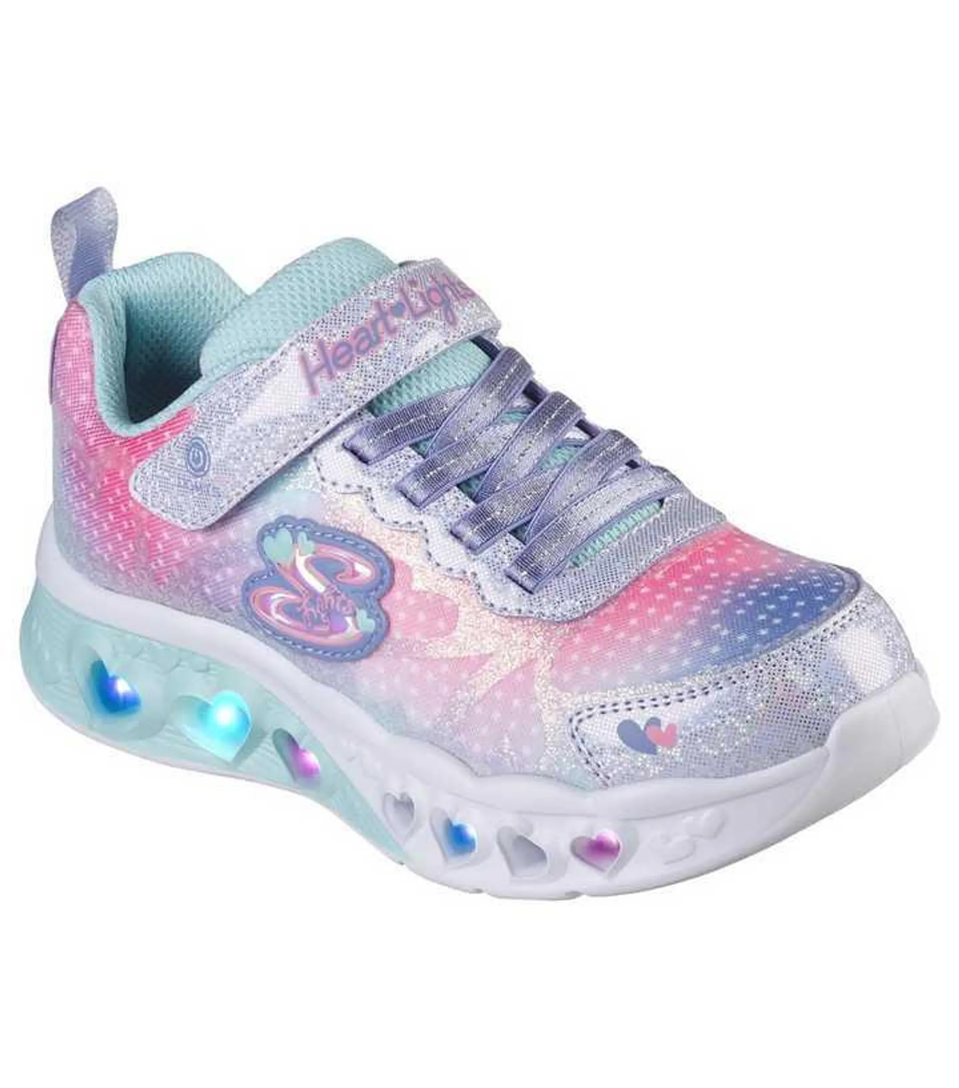 Skechers Kids Blue Glitter Flutter Hearts Light Up Trainers