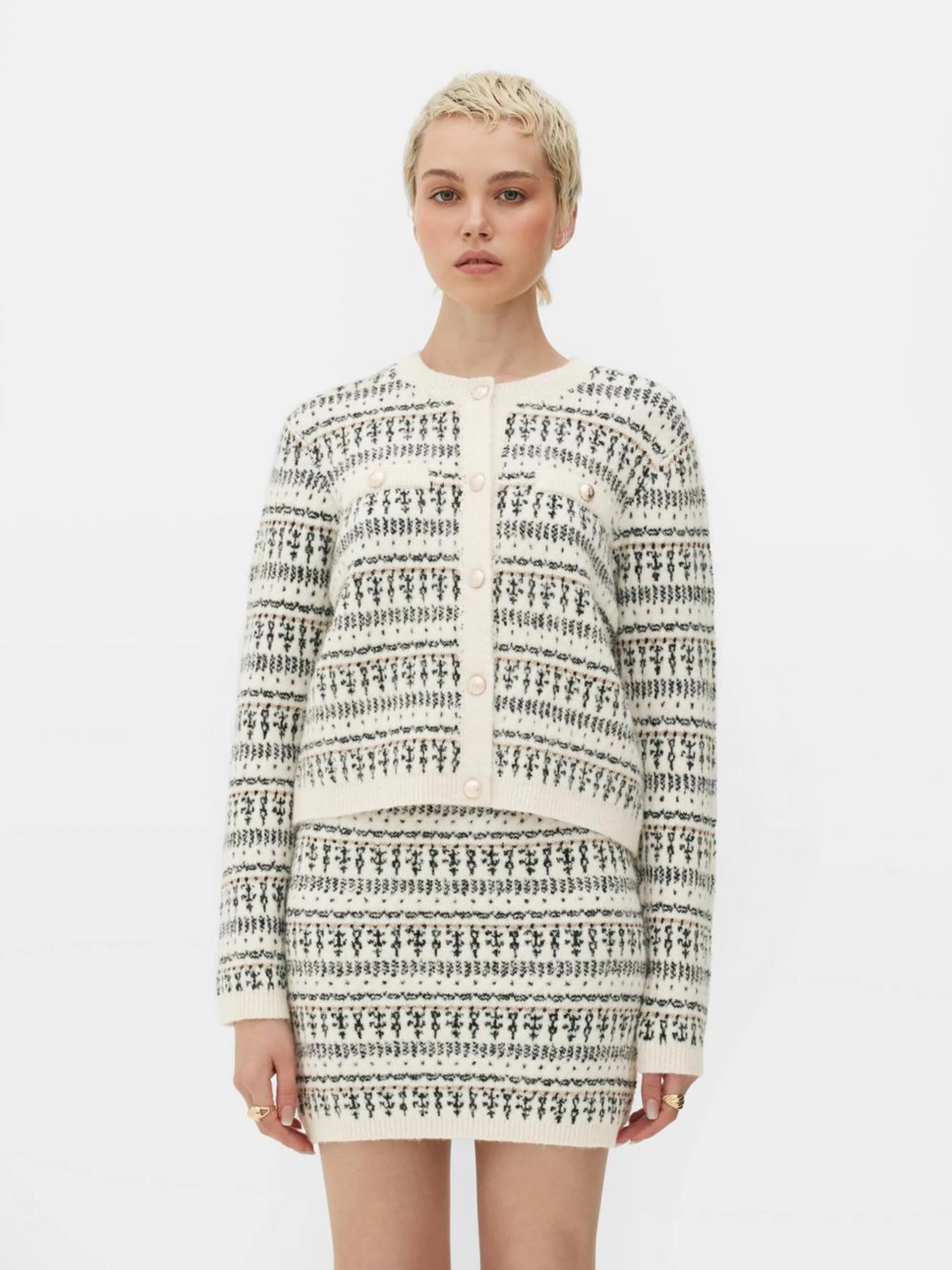 Co-ord Fair Isle Pattern Knit Cardigan