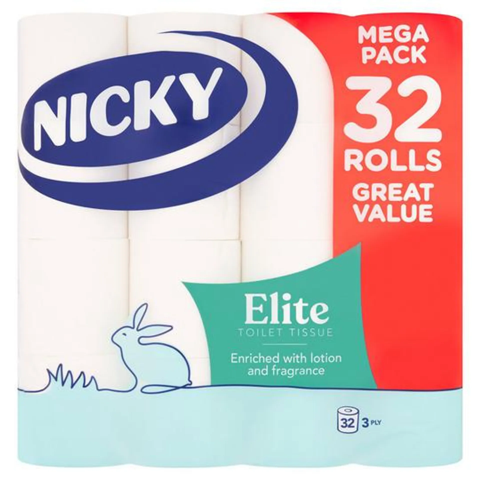 Nicky Elite Toilet Tissue 3 Ply 32 Rolls