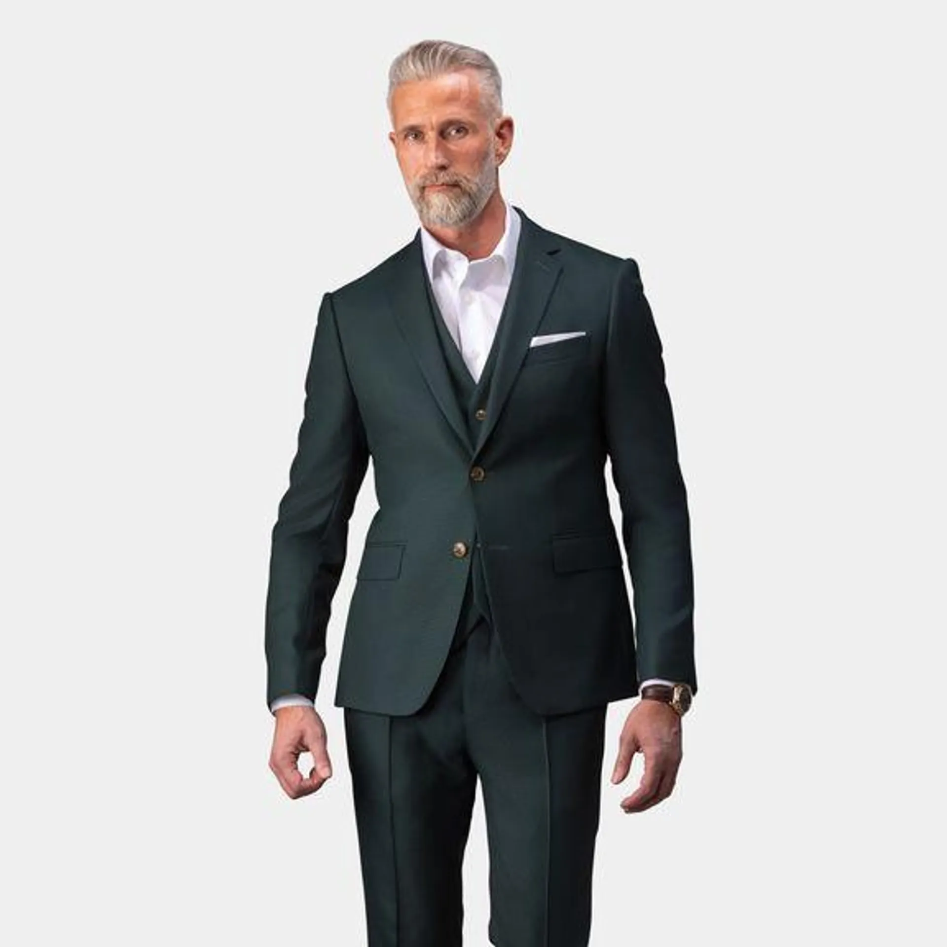 Emerald green three-piece suit