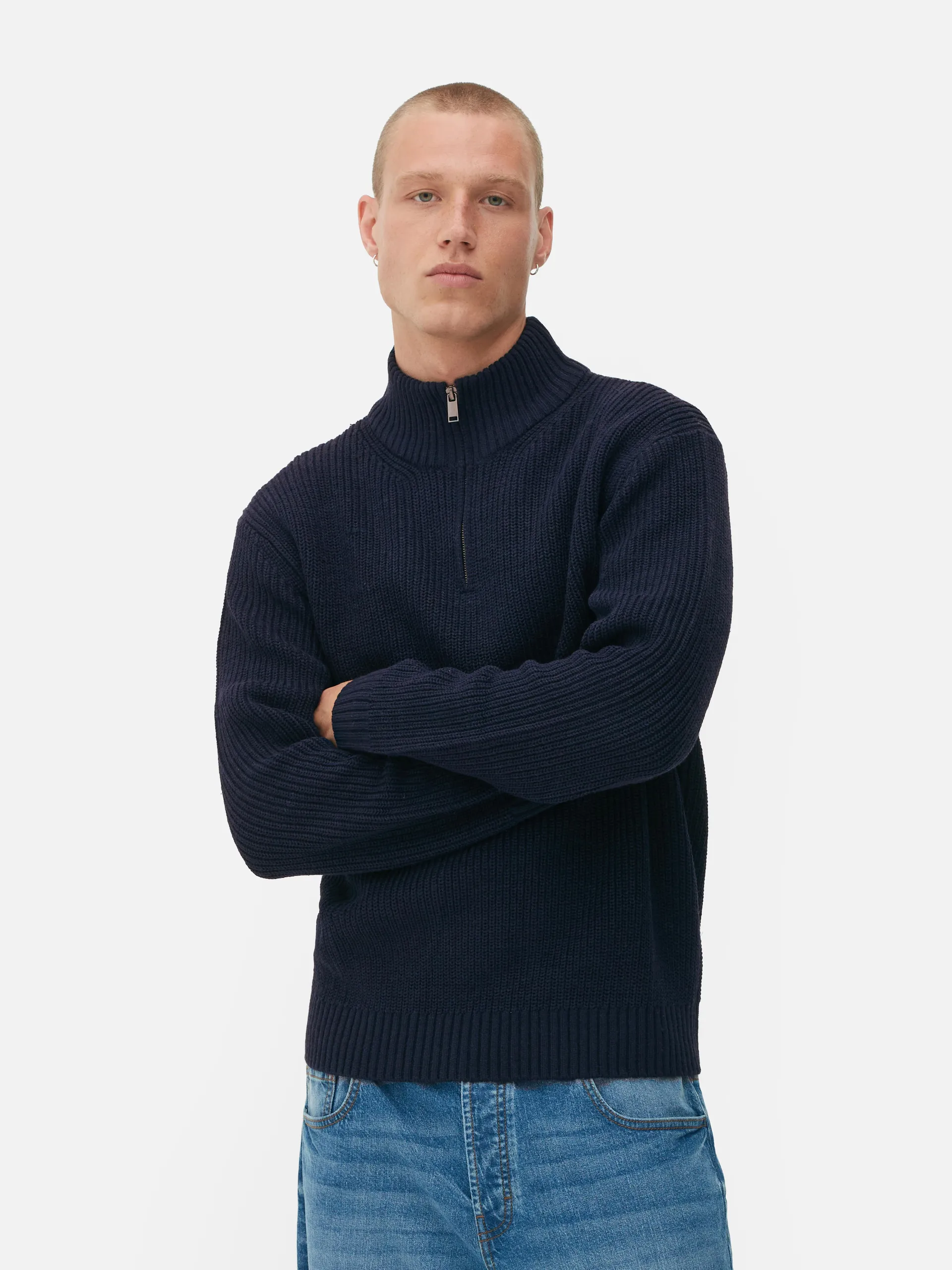 Rib-Knit Half-Zip Jumper