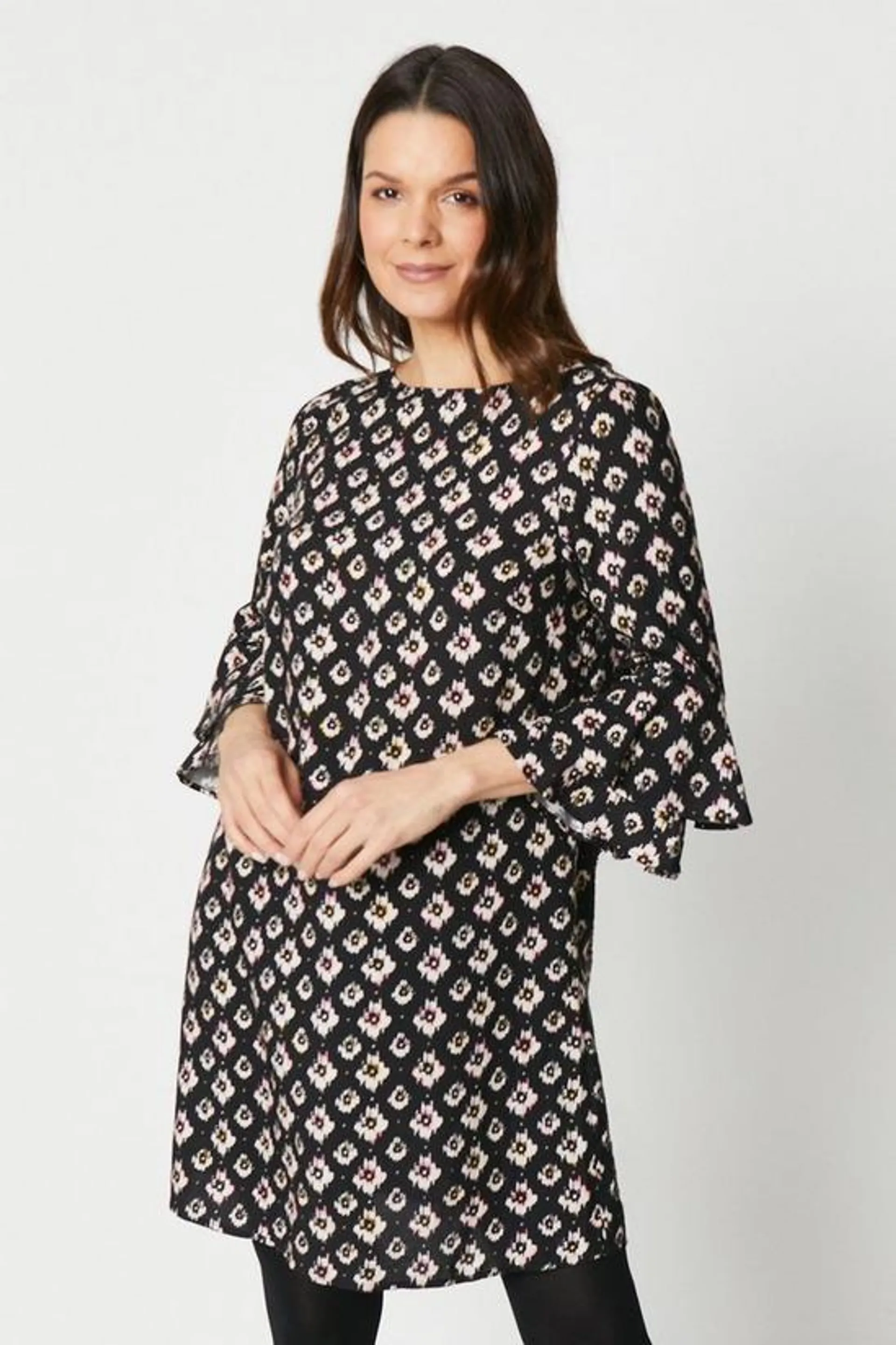 Petite Floral Abstract Shift Dress