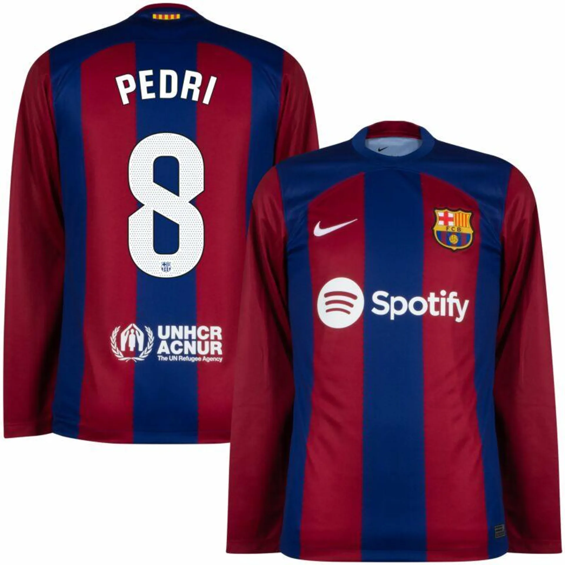 Nike Barcelona Home L/S Pedri 8 Shirt 2023-2024 (La Liga)