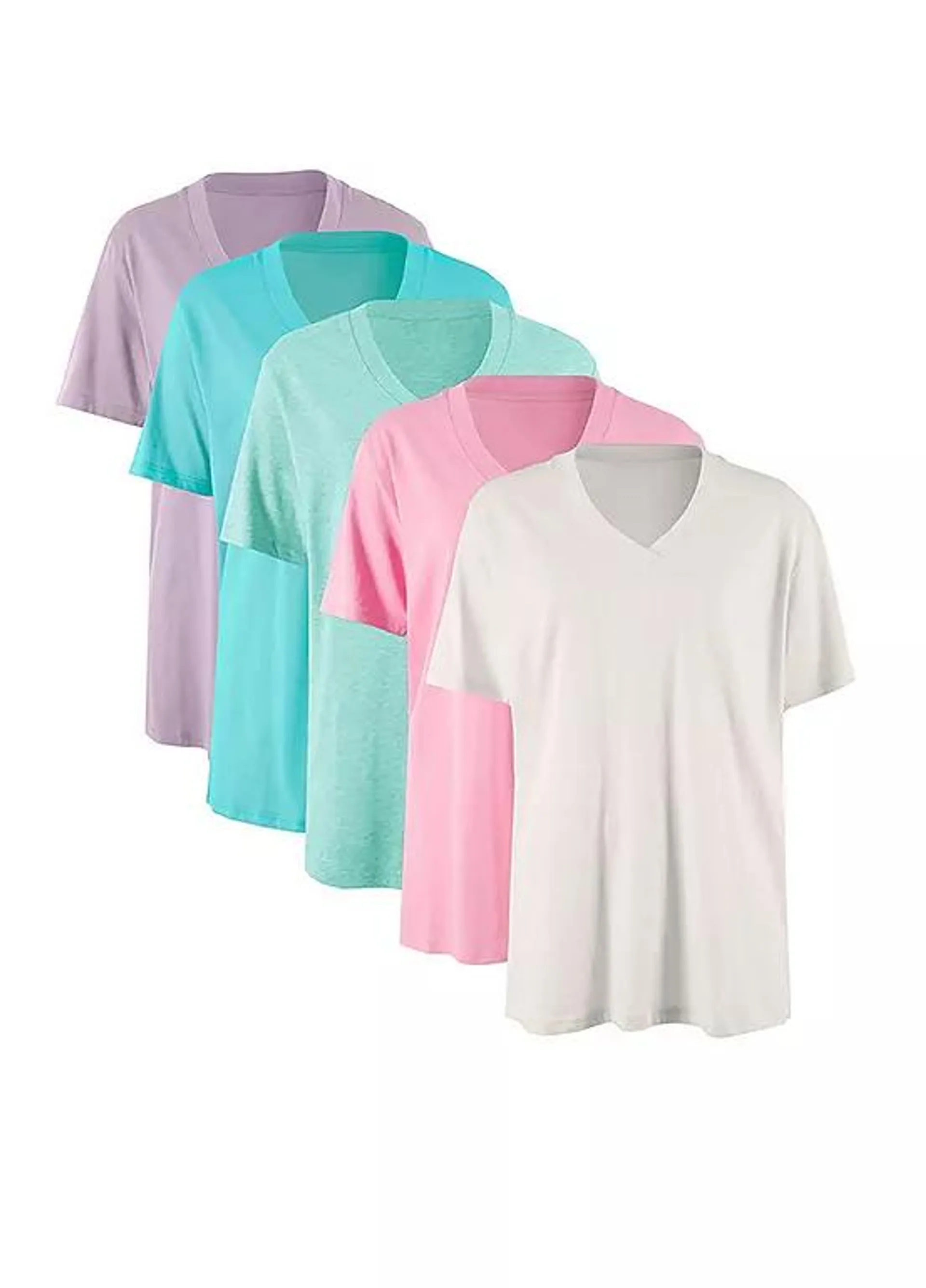 bonprix Pack of 5 Basic V-Neck T-Shirts